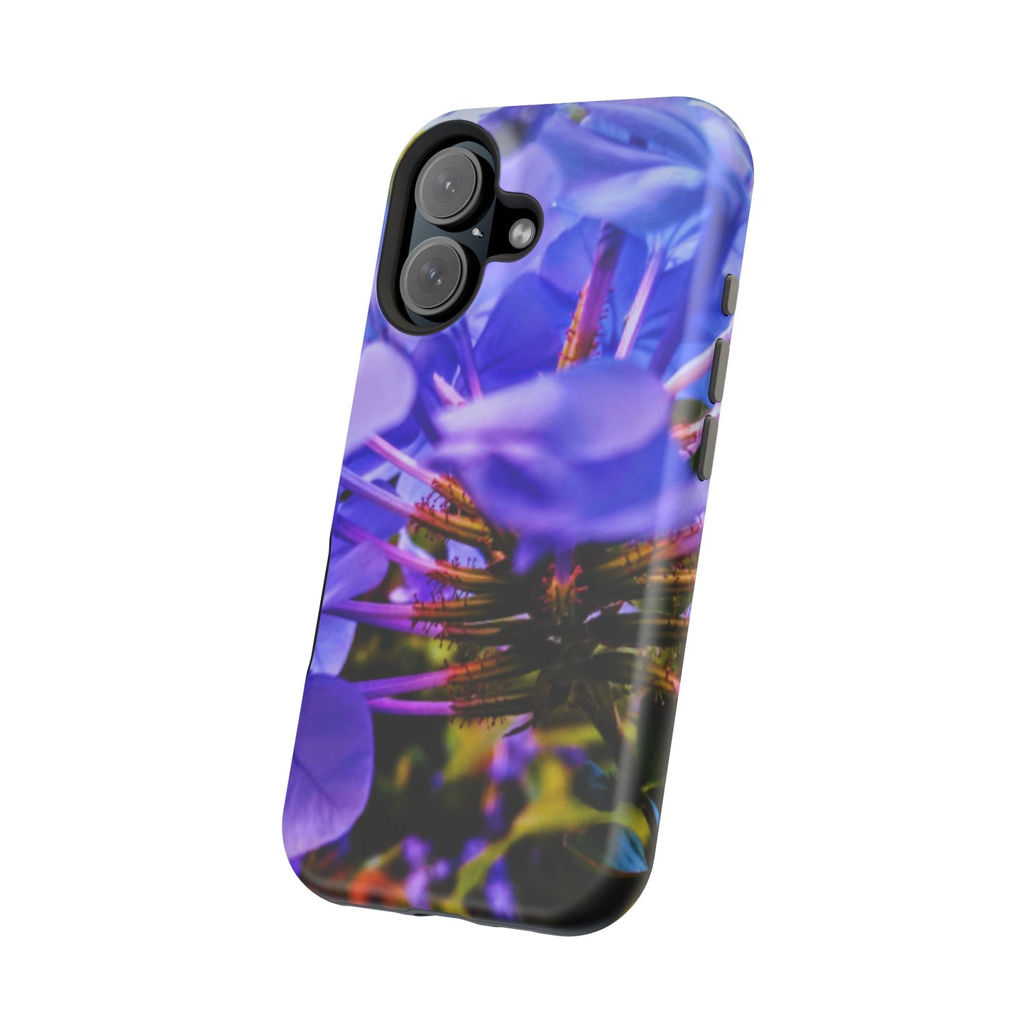 Blue Hydrangea Stem Magnetic Impact-Resistant iPhone 16 Case