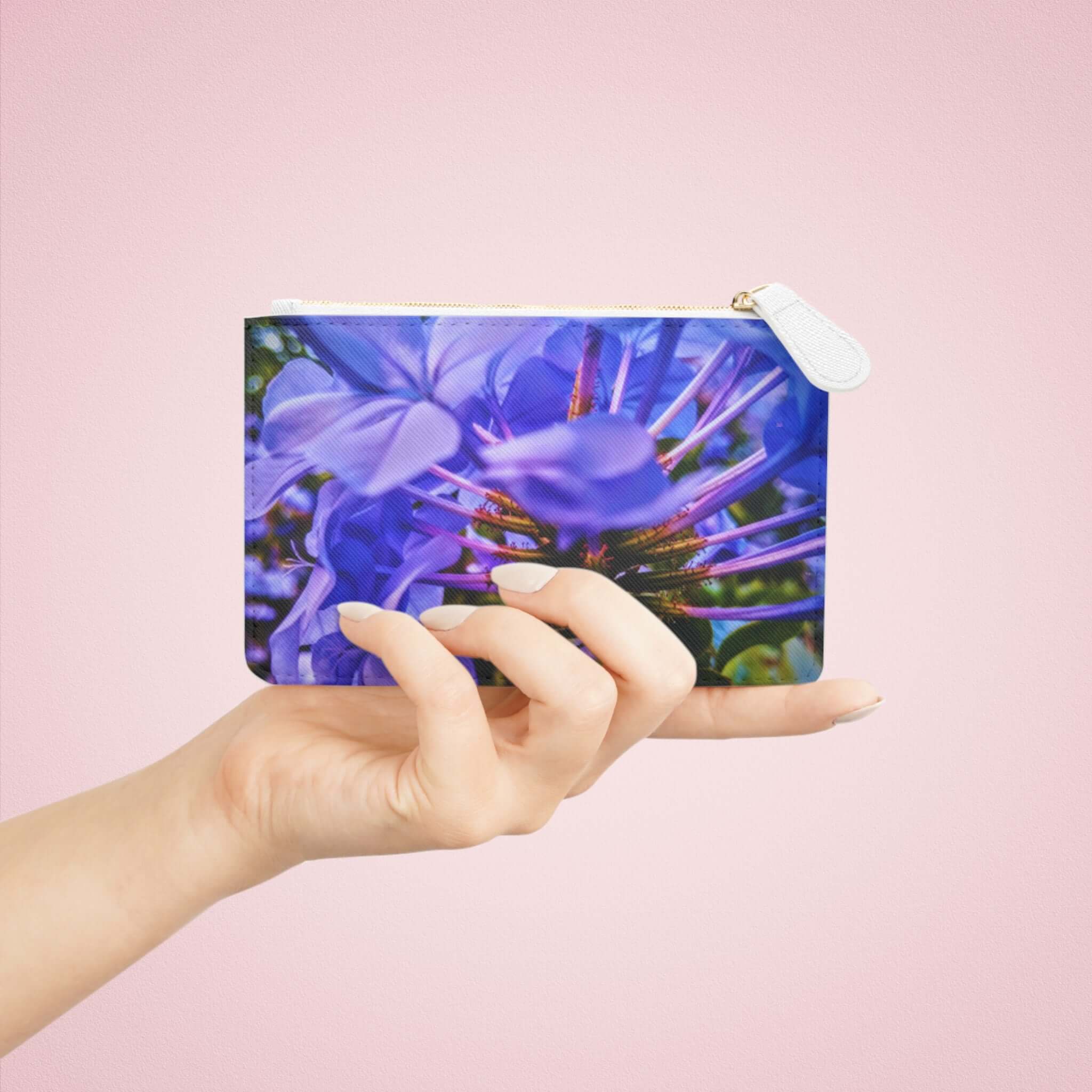 Blue Hydrangea Stem Mini Clutch Bag 