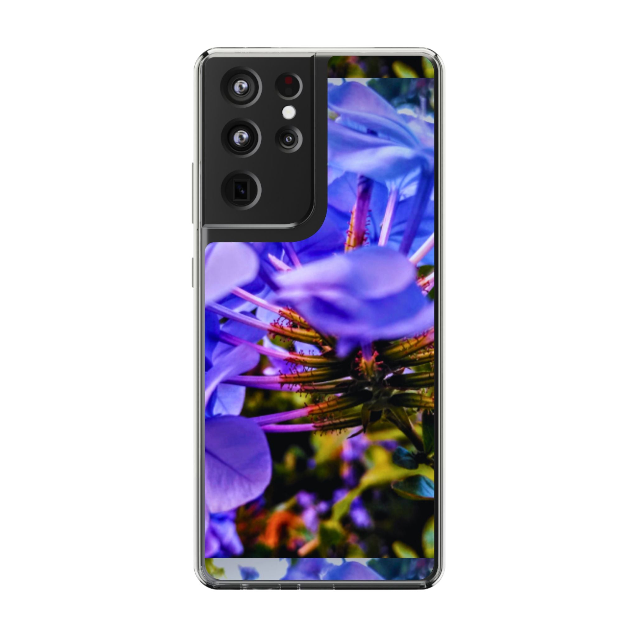 Blue Hydrangea Stem Clear Phone Case