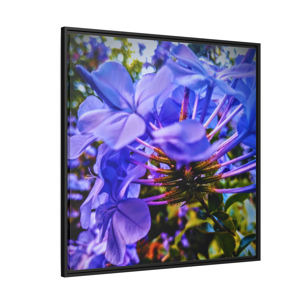 Blue Hydrangea Stem Matte Canvas Wall Art — Vibrant Close-Up Botanical Floral Print