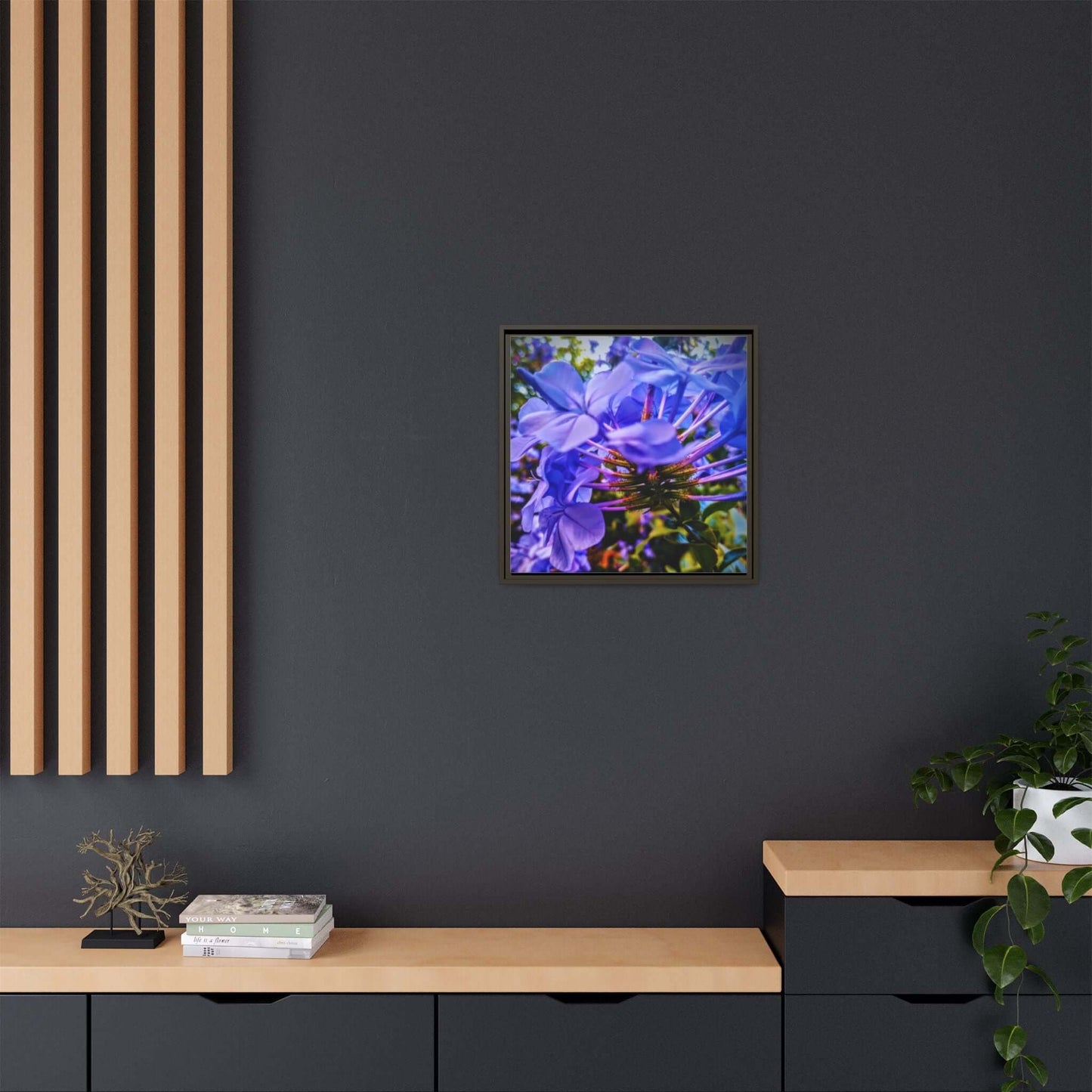 Blue Hydrangea Stem Canvas Wall Art