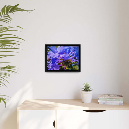 Blue Hydrangea Stem Matte Canvas Wall Art — Vibrant Close-Up Botanical Floral Print
