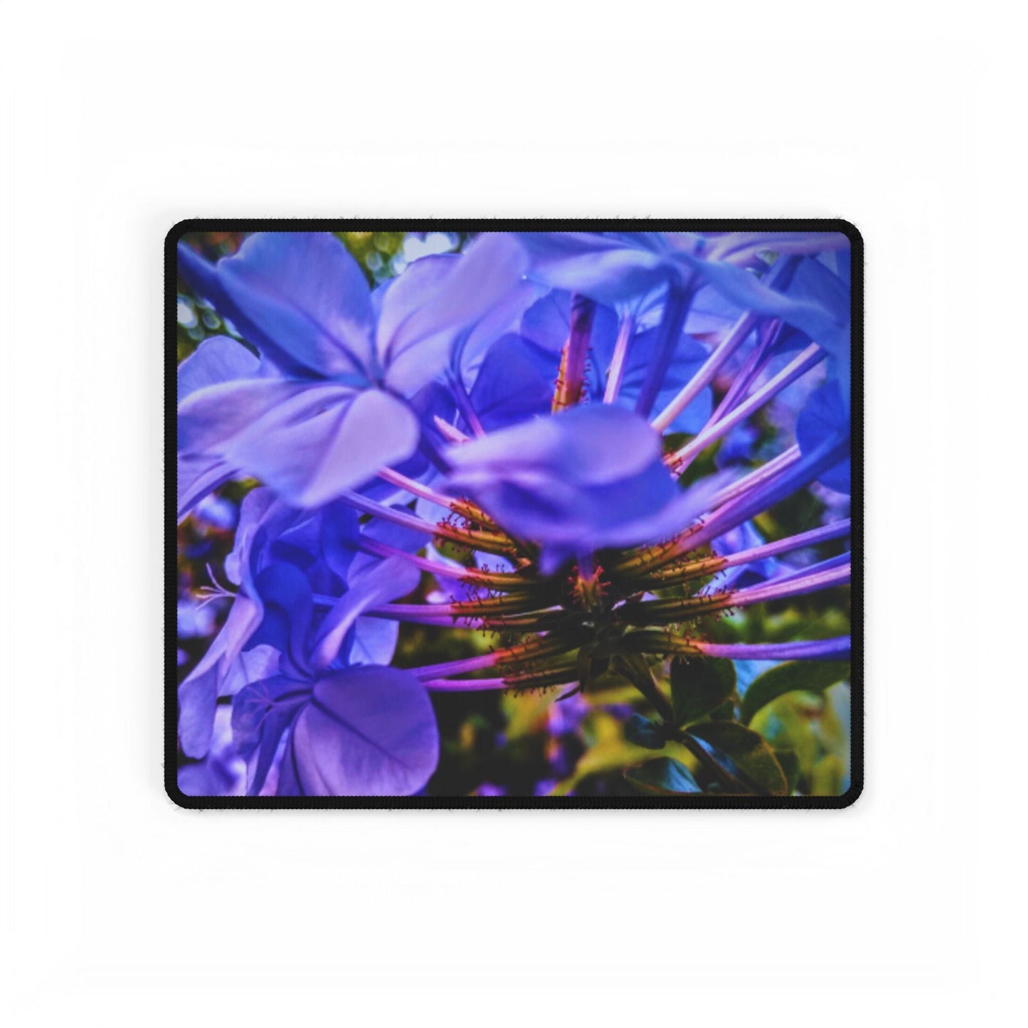 Blue hydrangea stem desk mat mouse pad – floral extended office pad