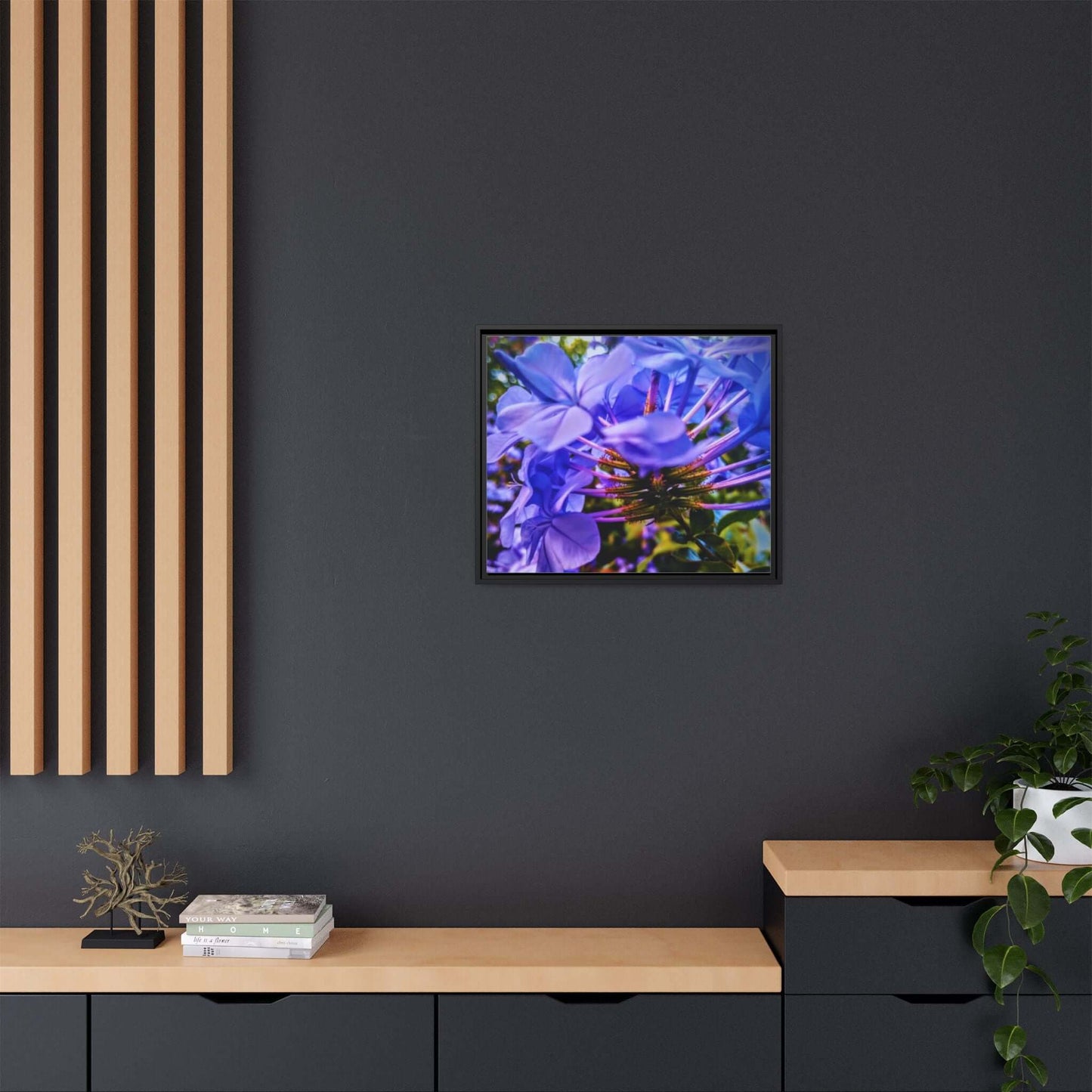 Blue Hydrangea Stem Canvas Wall Art
