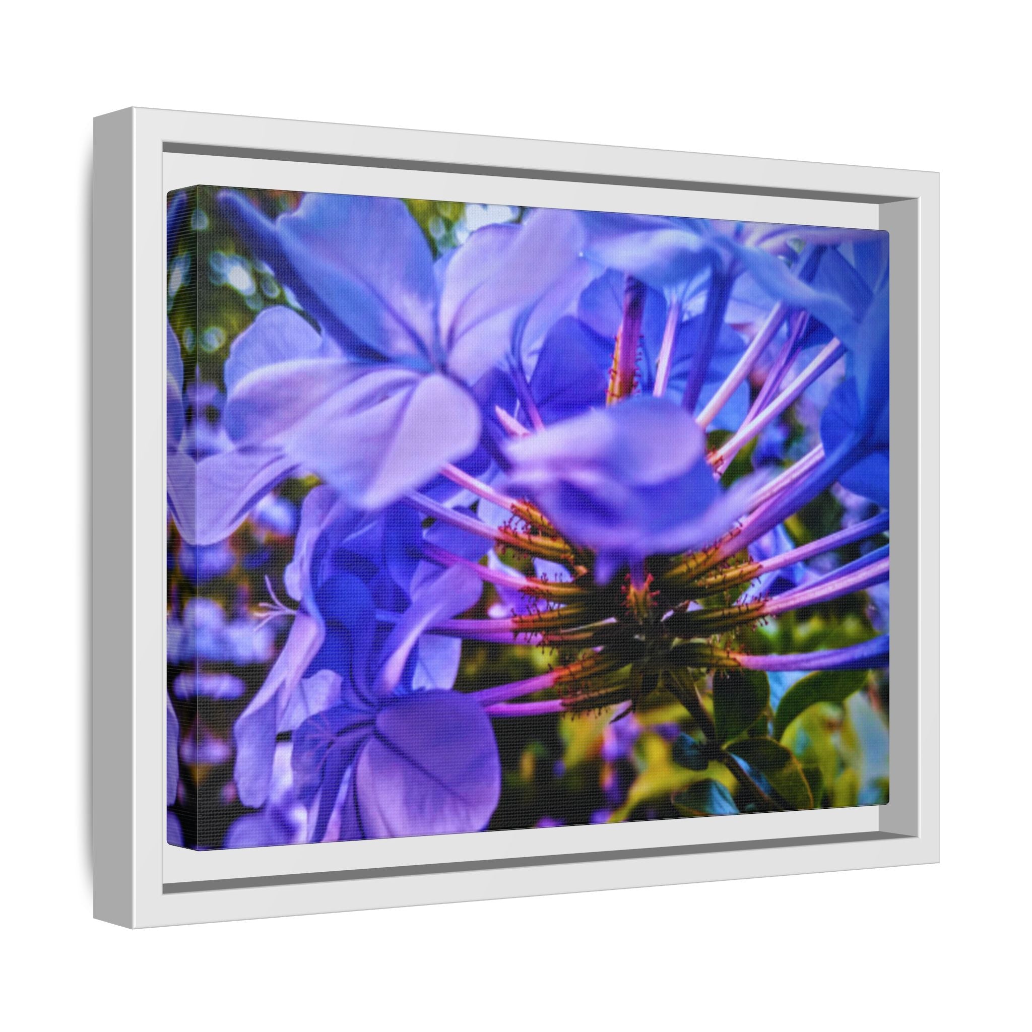 Blue Hydrangea Stem Matte Canvas Wall Art — Vibrant Close-Up Botanical Floral Print