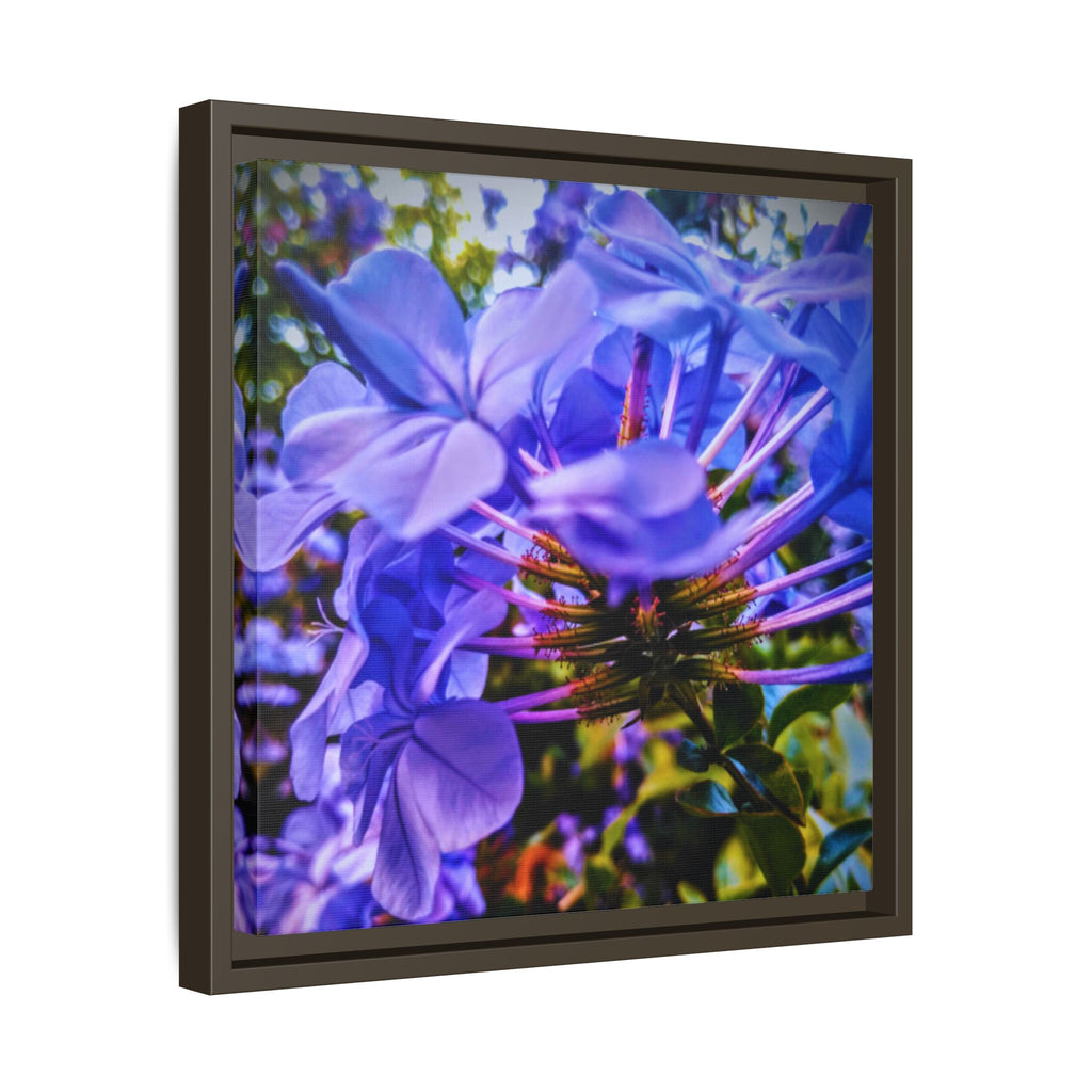 Blue Hydrangea Stem Matte Canvas Wall Art — Vibrant Close-Up Botanical Floral Print