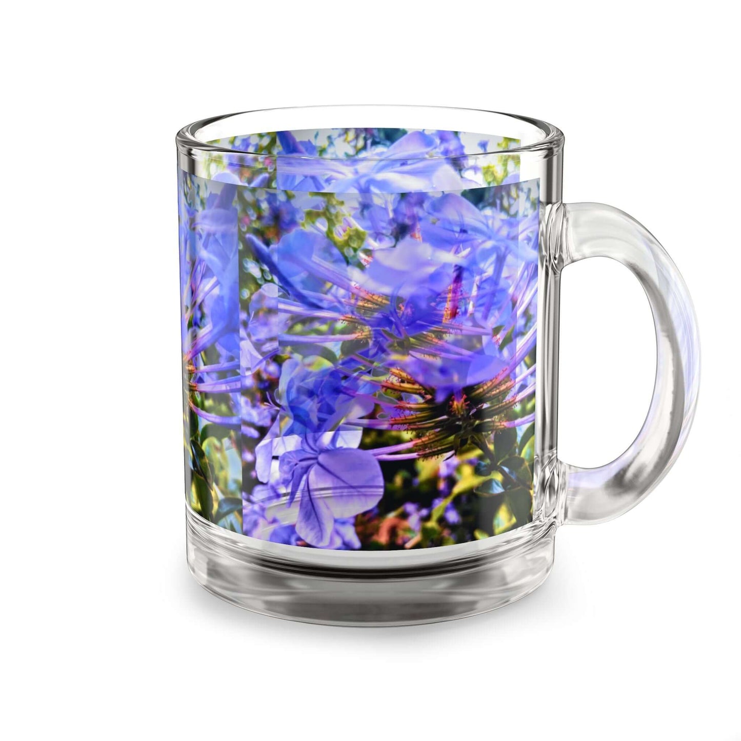 Blue Hydrangea Stem Glass Mug - 10oz Floral Coffee Cup