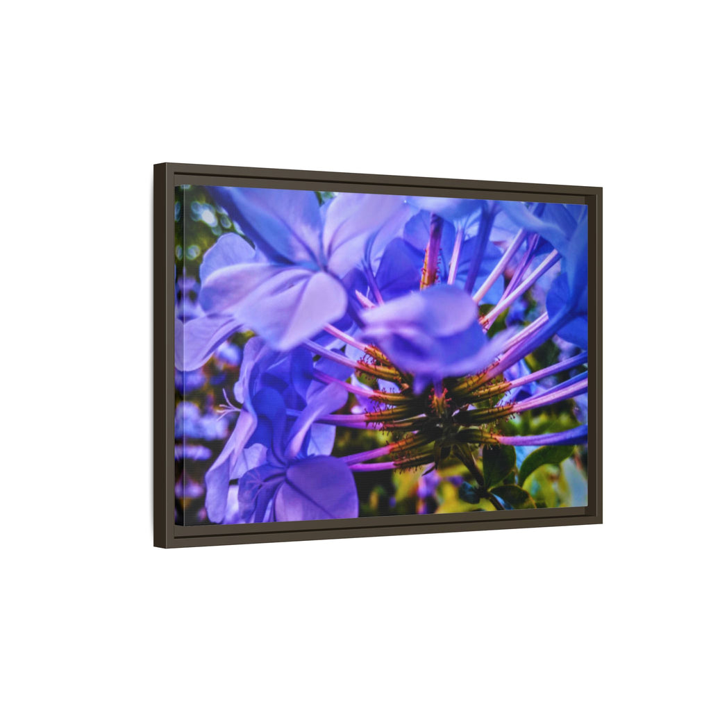 Blue Hydrangea Stem Matte Canvas Wall Art — Vibrant Close-Up Botanical Floral Print