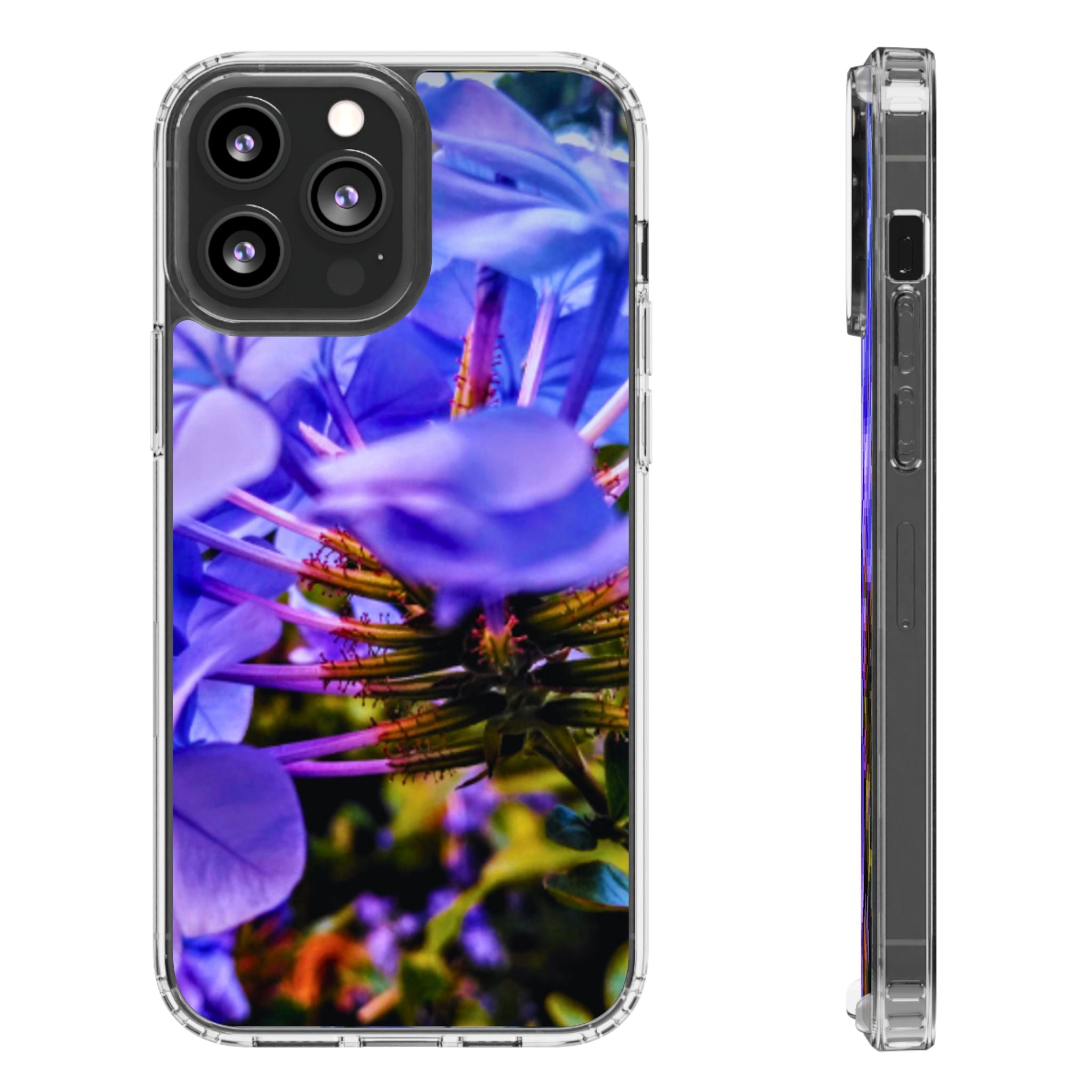 Blue Hydrangea Stem Clear Phone Case