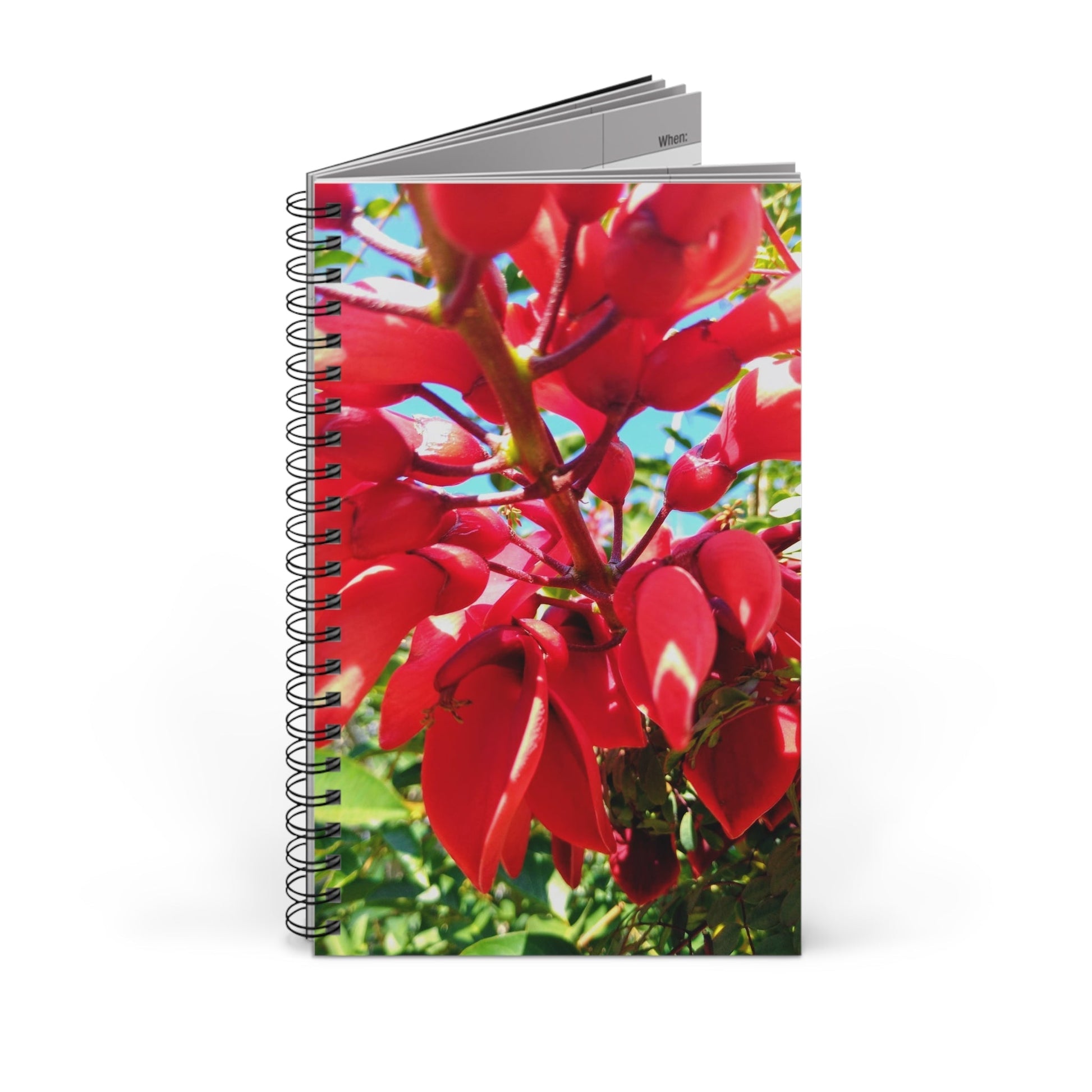 Red Cockspur Coral Tree Tropical Flower Spiral Journal — Botanical Notebook for Notes & Daily Writing