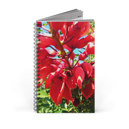 Red Cockspur Coral Tree Tropical Flower Spiral Journal — Botanical Notebook for Notes & Daily Writing