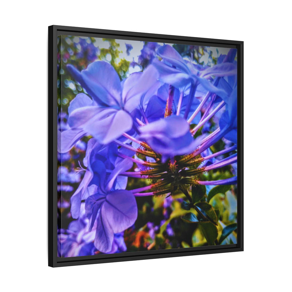 Blue Hydrangea Stem Matte Canvas Wall Art — Vibrant Close-Up Botanical Floral Print