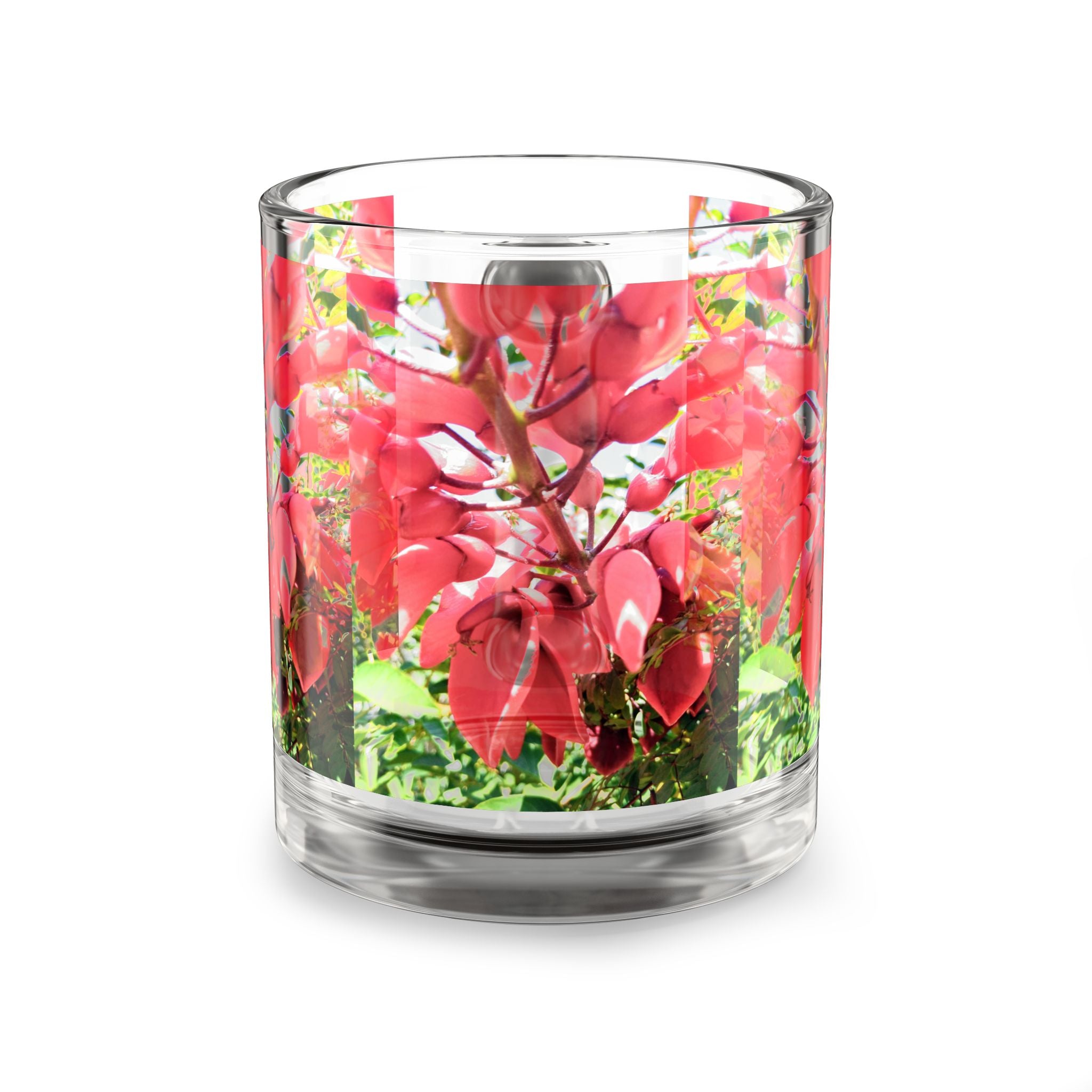 Red Cockspur Coral Tree Glass Mug — 10oz Botanical Coffee Cup