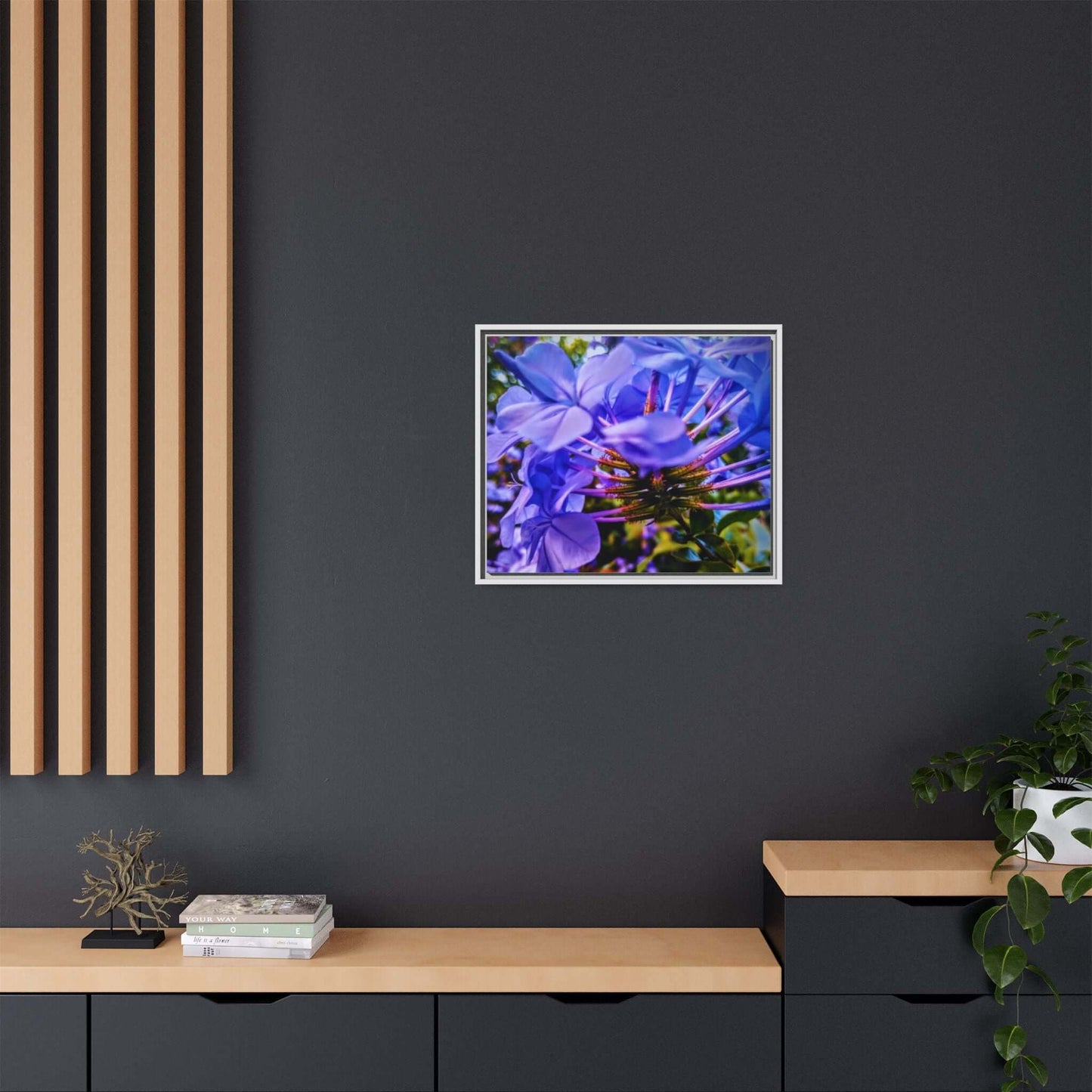 Blue Hydrangea Stem Canvas Wall Art