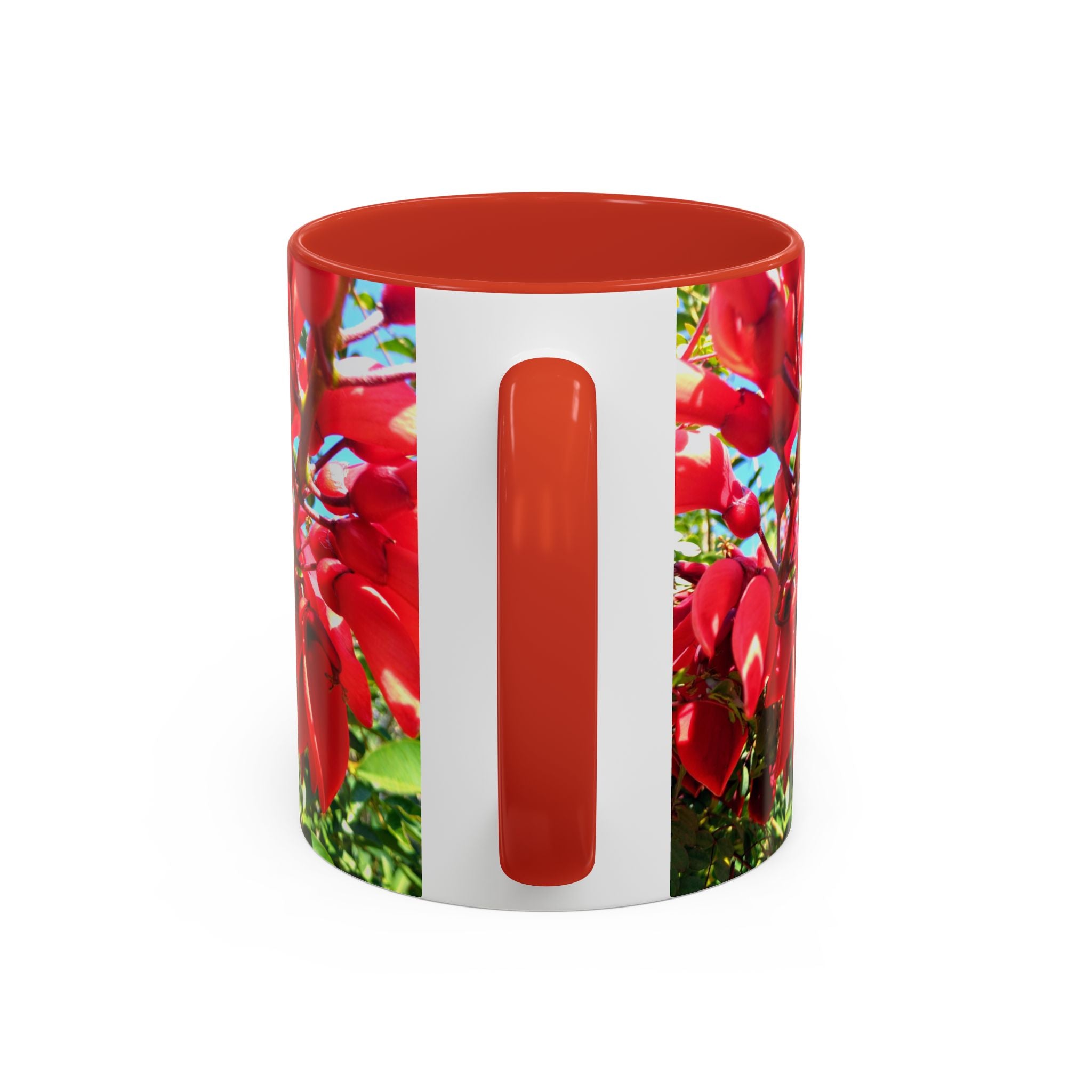 Red Cockspur Coral Tree Accent Coffee Mug – Vibrant Floral 11/15oz Gift