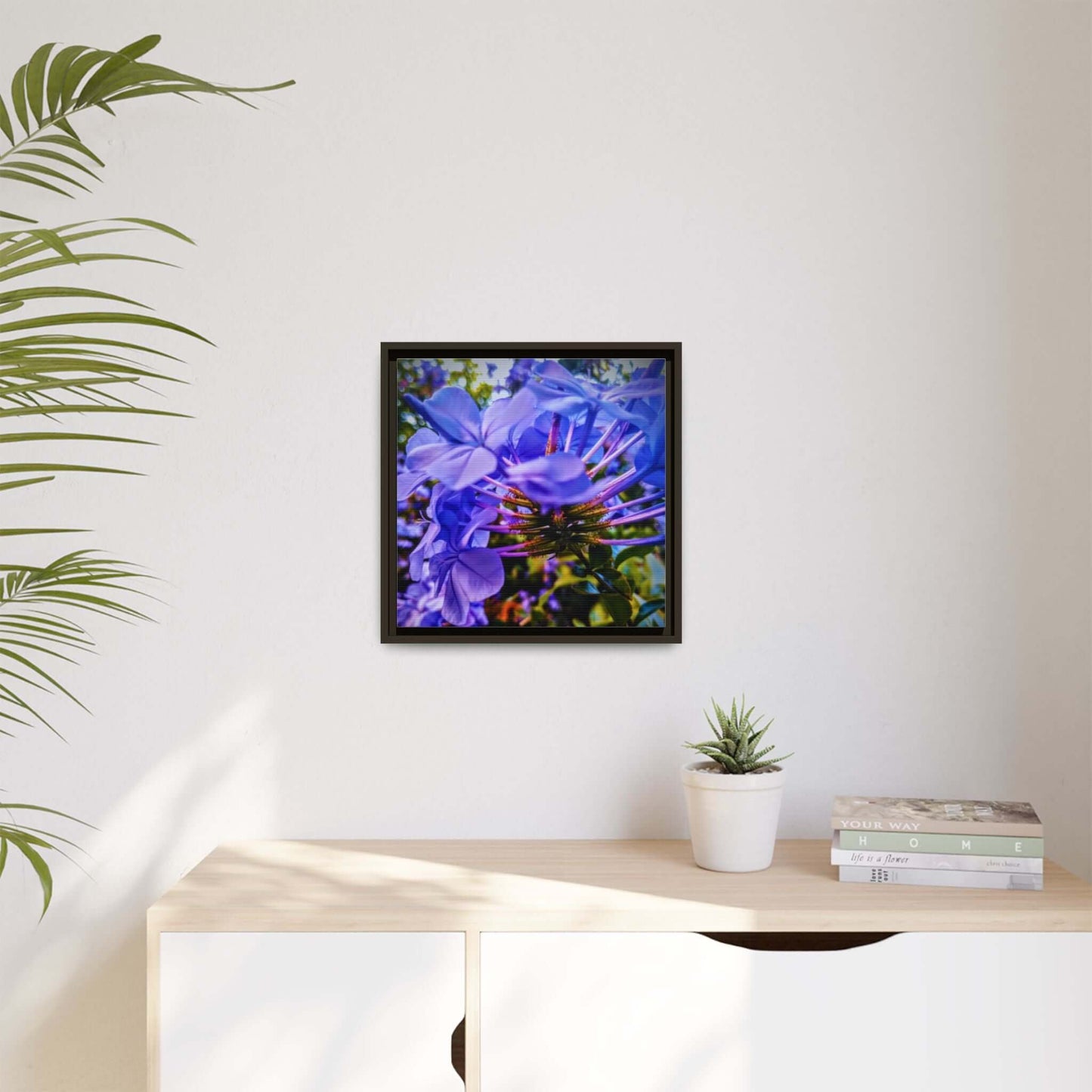 Blue Hydrangea Stem Canvas Wall Art
