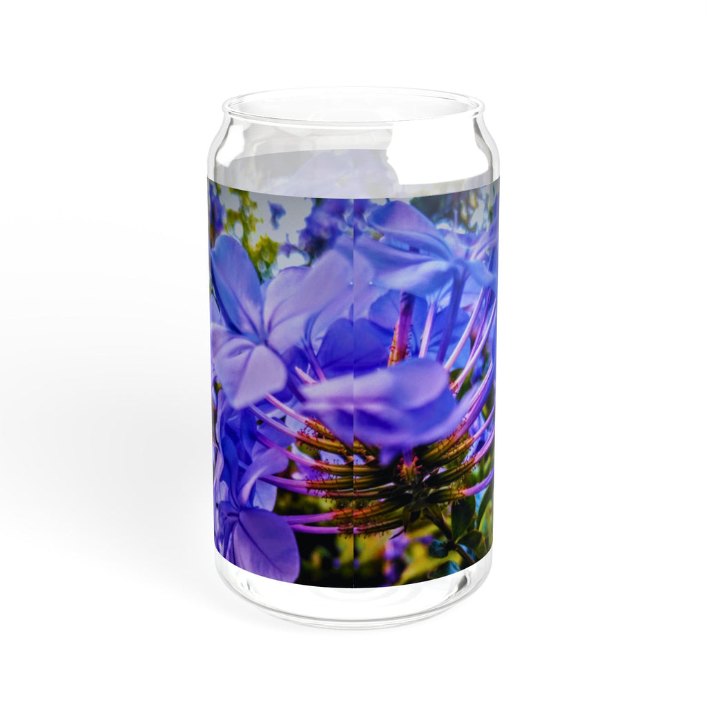 Blue Hydrangea Stem  Sipper Glass — 16oz Portable Tumbler with Straw
