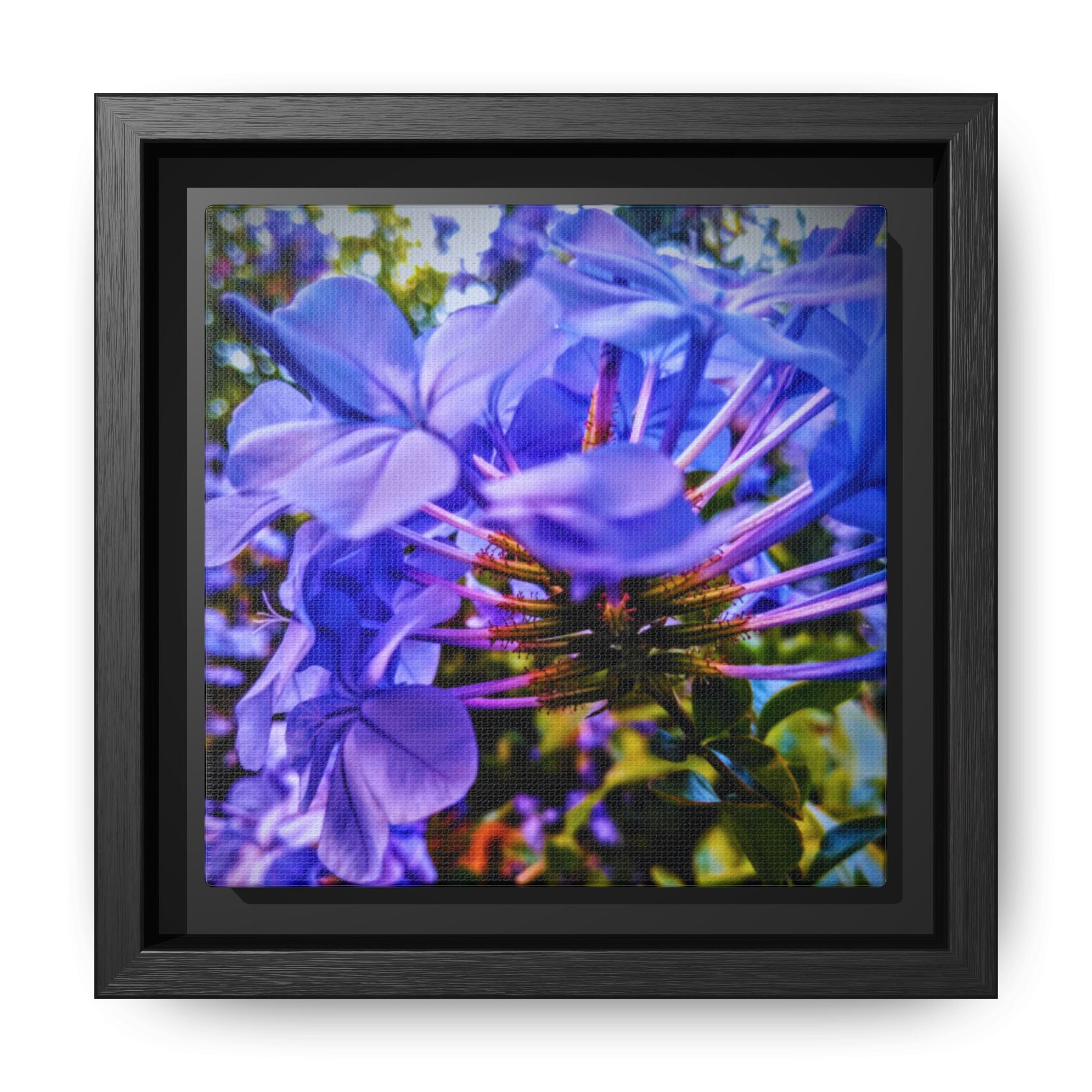 Blue Hydrangea Stem Matte Canvas Wall Art — Vibrant Close-Up Botanical Floral Print