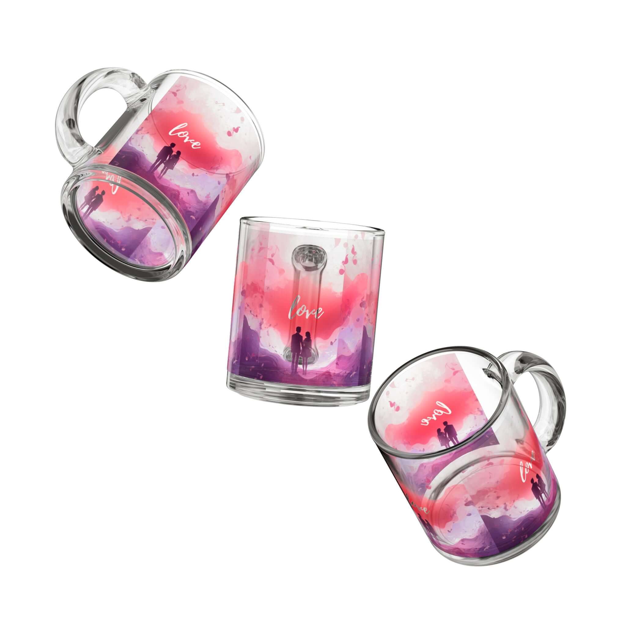 Couple Silhouette Love Glass Mug 10oz 