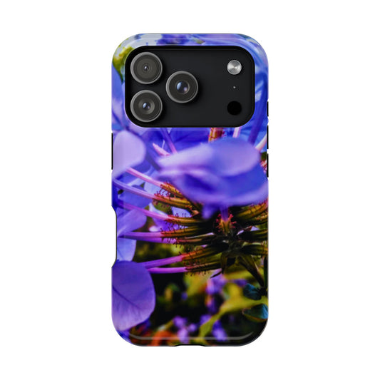 Blue Hydrangea Stem Magnetic Impact-Resistant iPhone 17 Pro Case