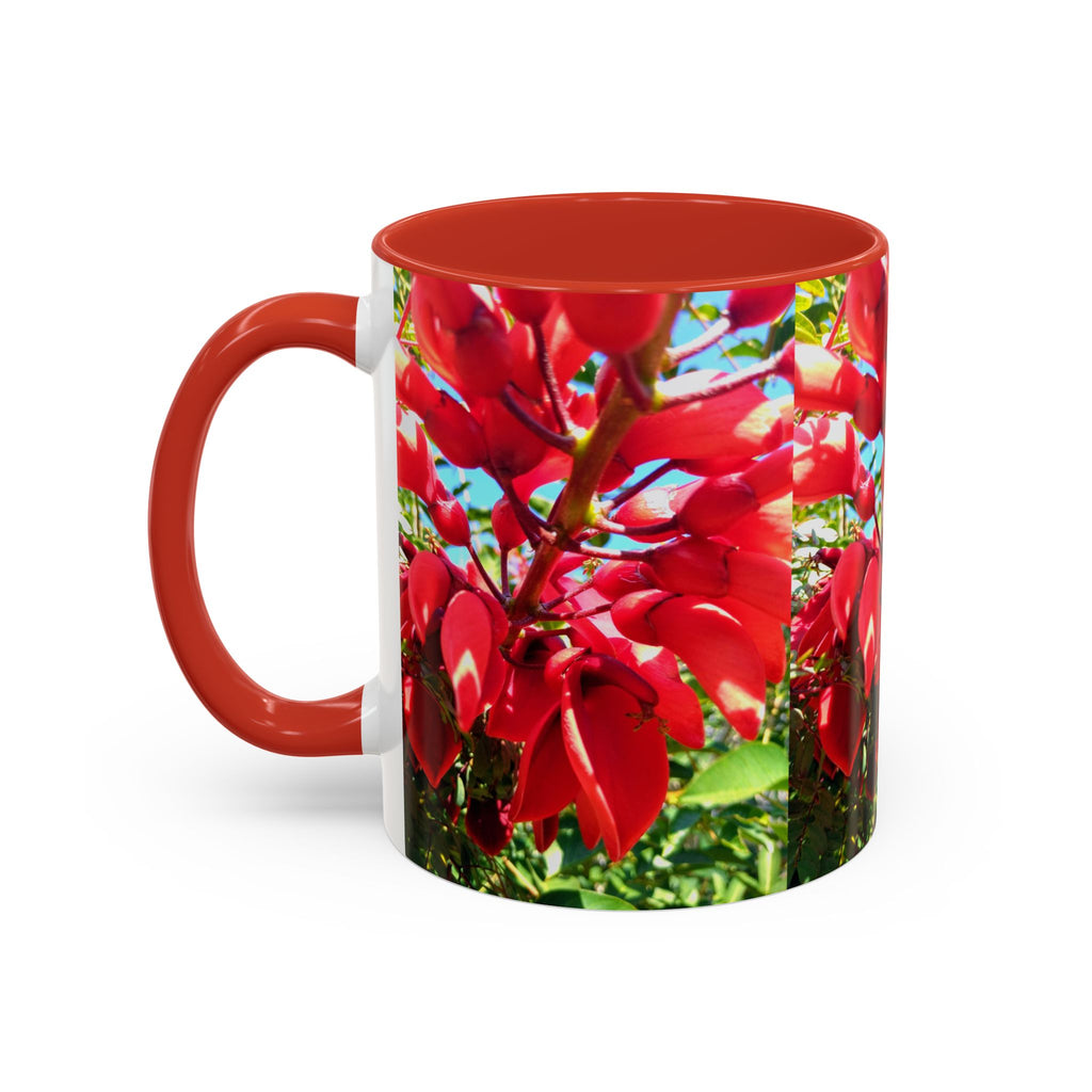 Red Cockspur Coral Tree Accent Coffee Mug – Vibrant Floral 11/15oz Gift