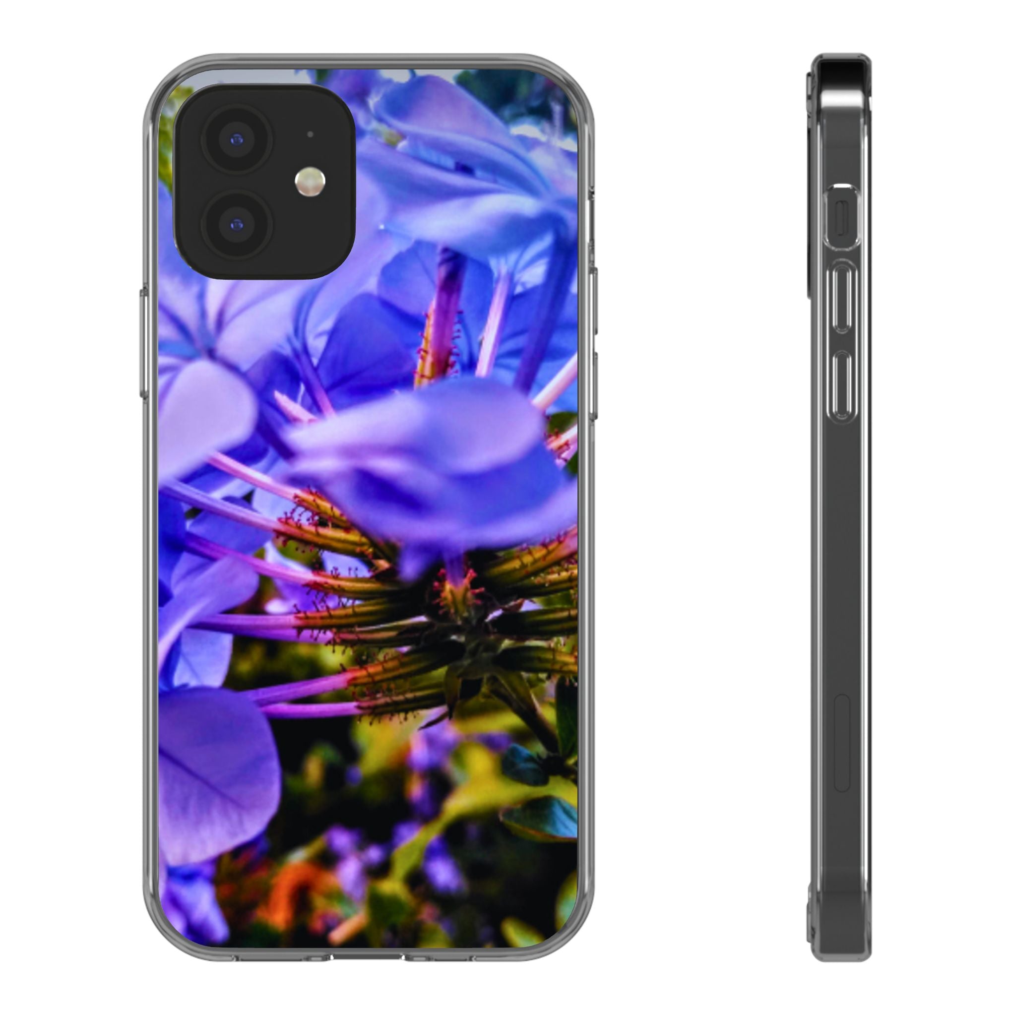 Blue Hydrangea Stem Clear Phone Case