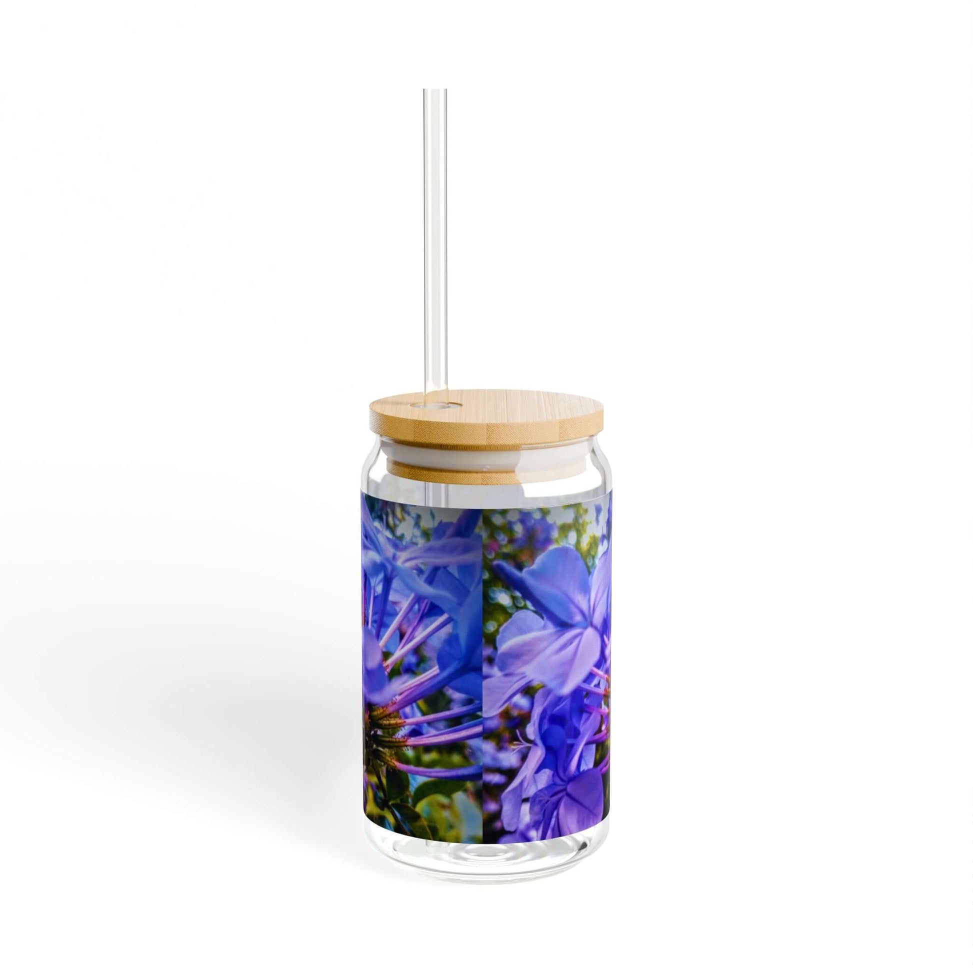 Blue Hydrangea Stem Sipper Glass 16oz 