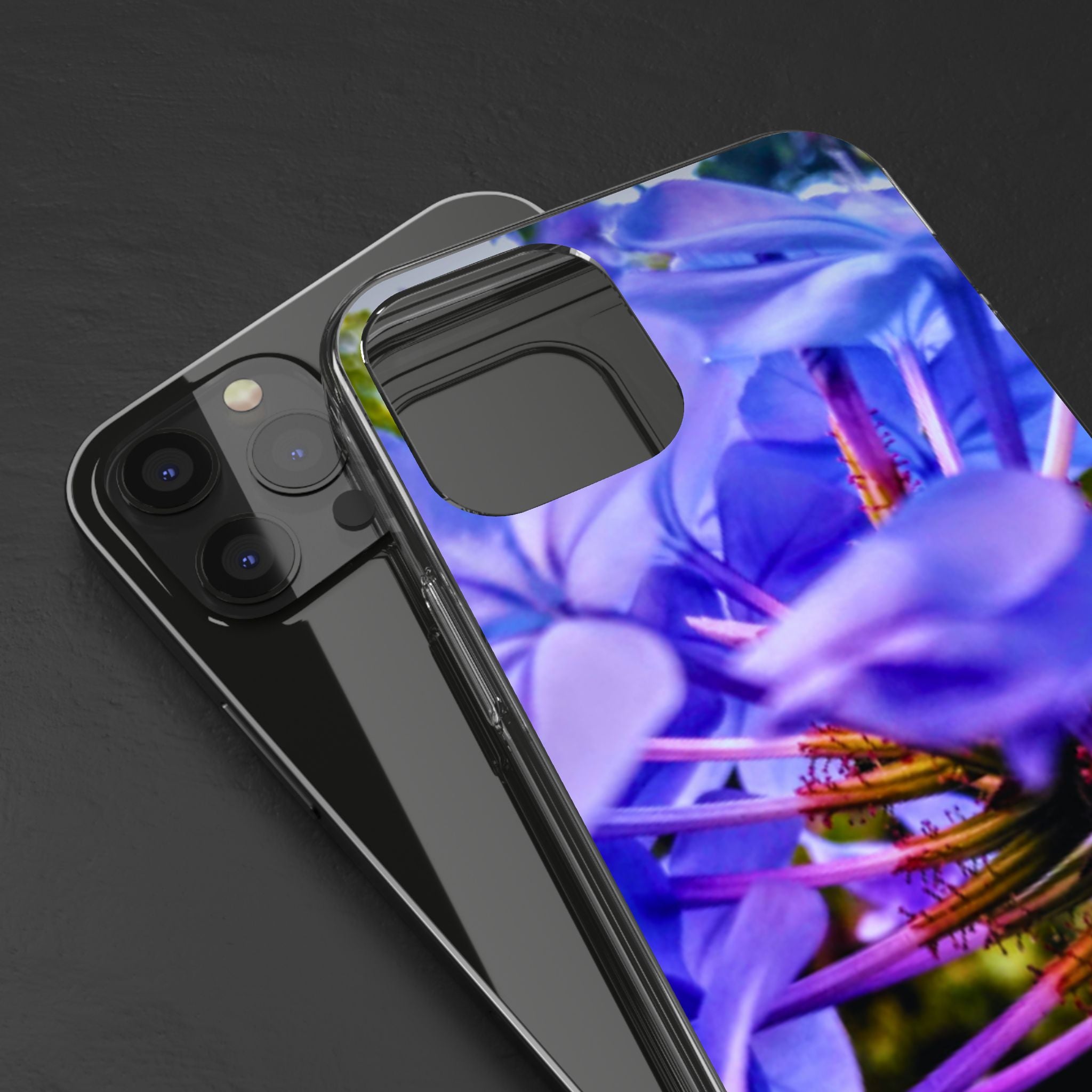 Blue Hydrangea Stem Clear Phone Case