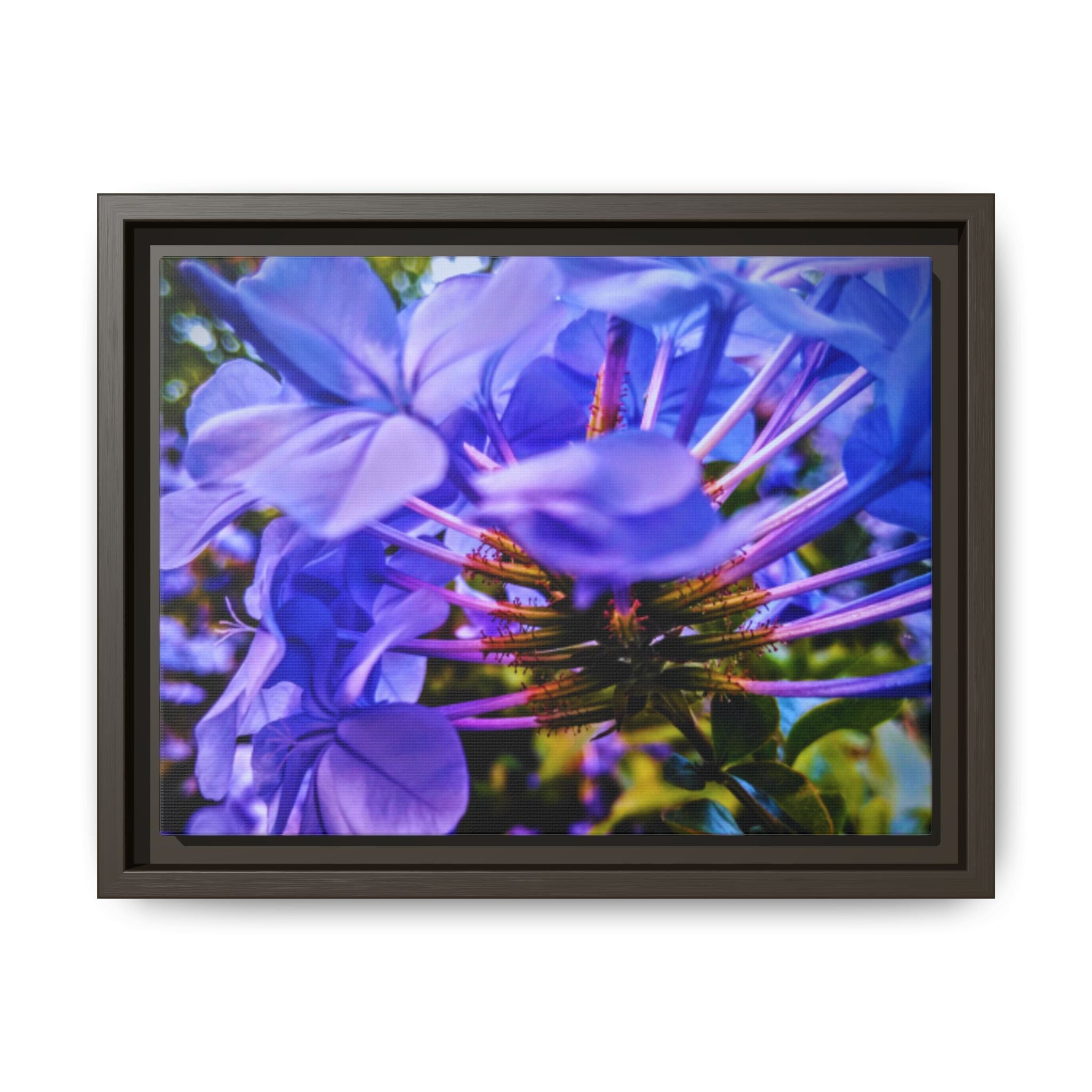 Blue Hydrangea Stem Matte Canvas Wall Art — Vibrant Close-Up Botanical Floral Print