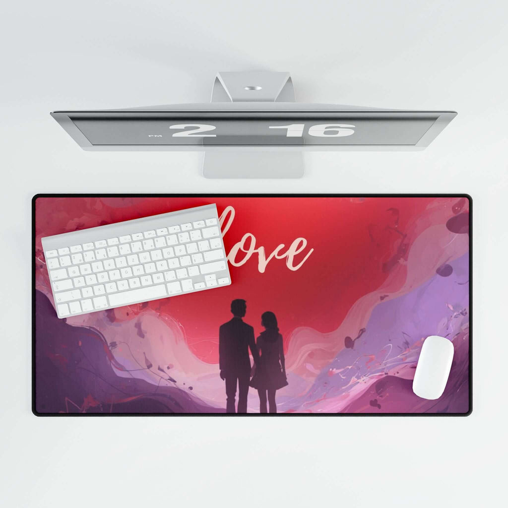 Couple Silhouette Love Desk Mat – Romantic large mousepad with matching couple silhouette, perfect for gaming or office use