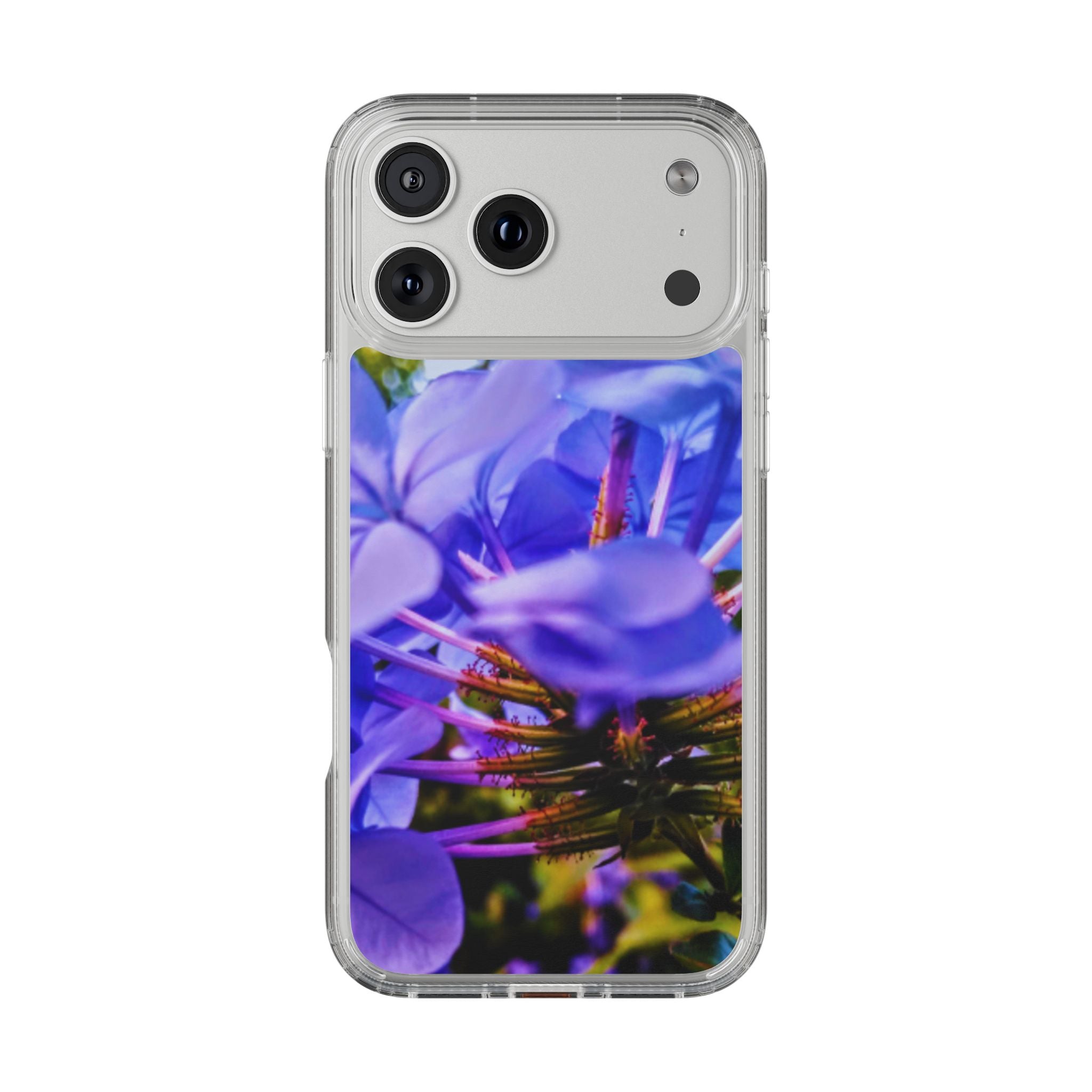Blue Hydrangea Stem Clear Phone Case