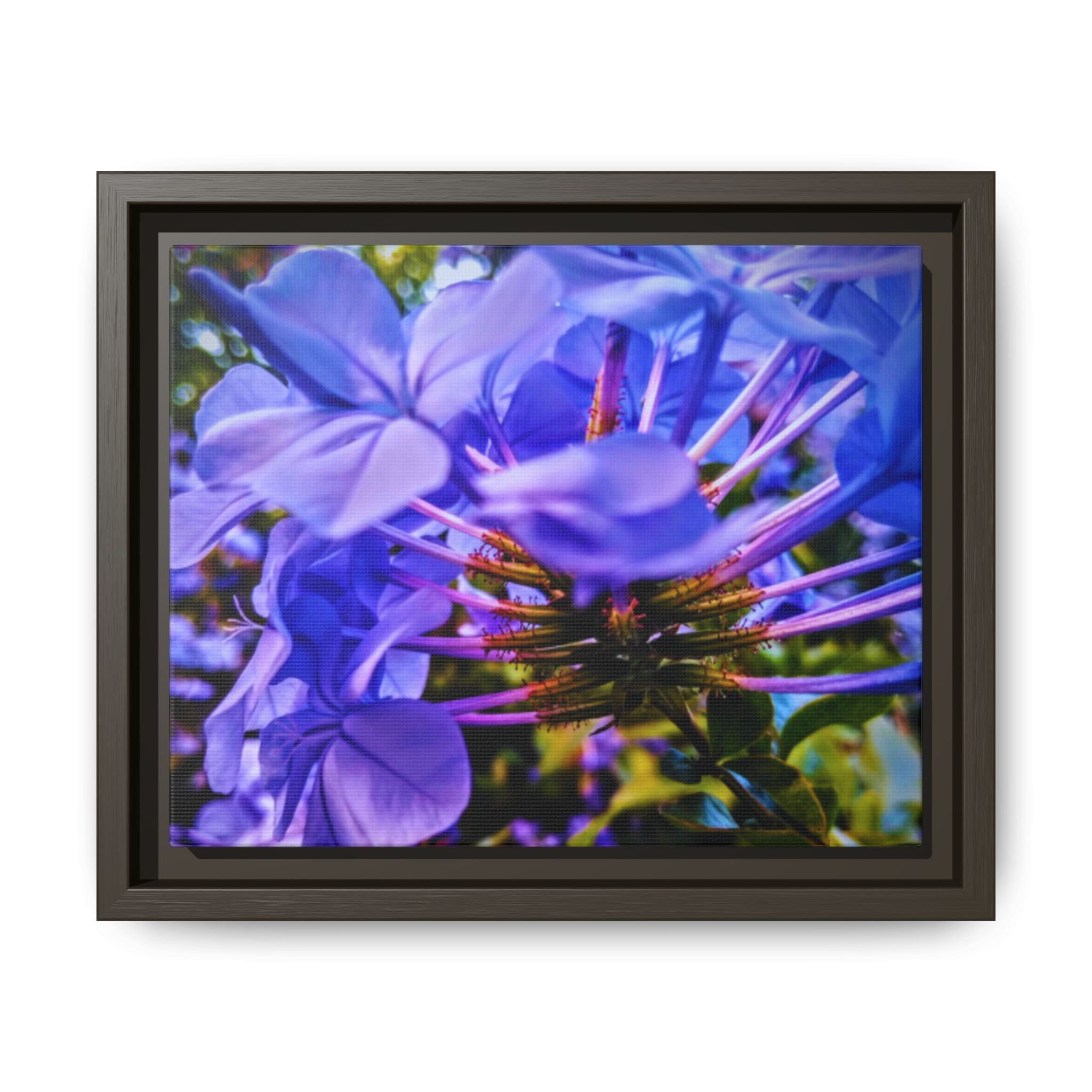 Blue Hydrangea Stem Matte Canvas Wall Art — Vibrant Close-Up Botanical Floral Print