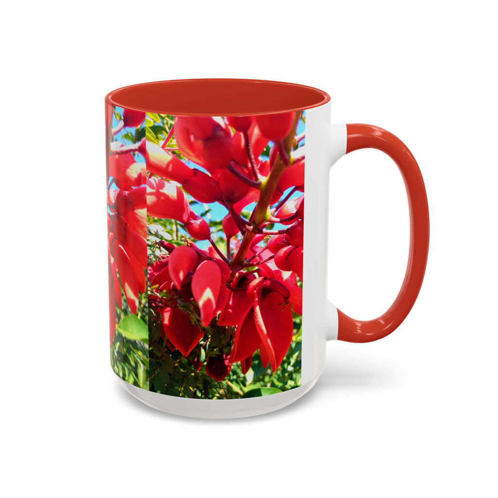 Red Cockspur Coral Tree Accent Coffee Mug – Vibrant Floral 11/15oz Gift