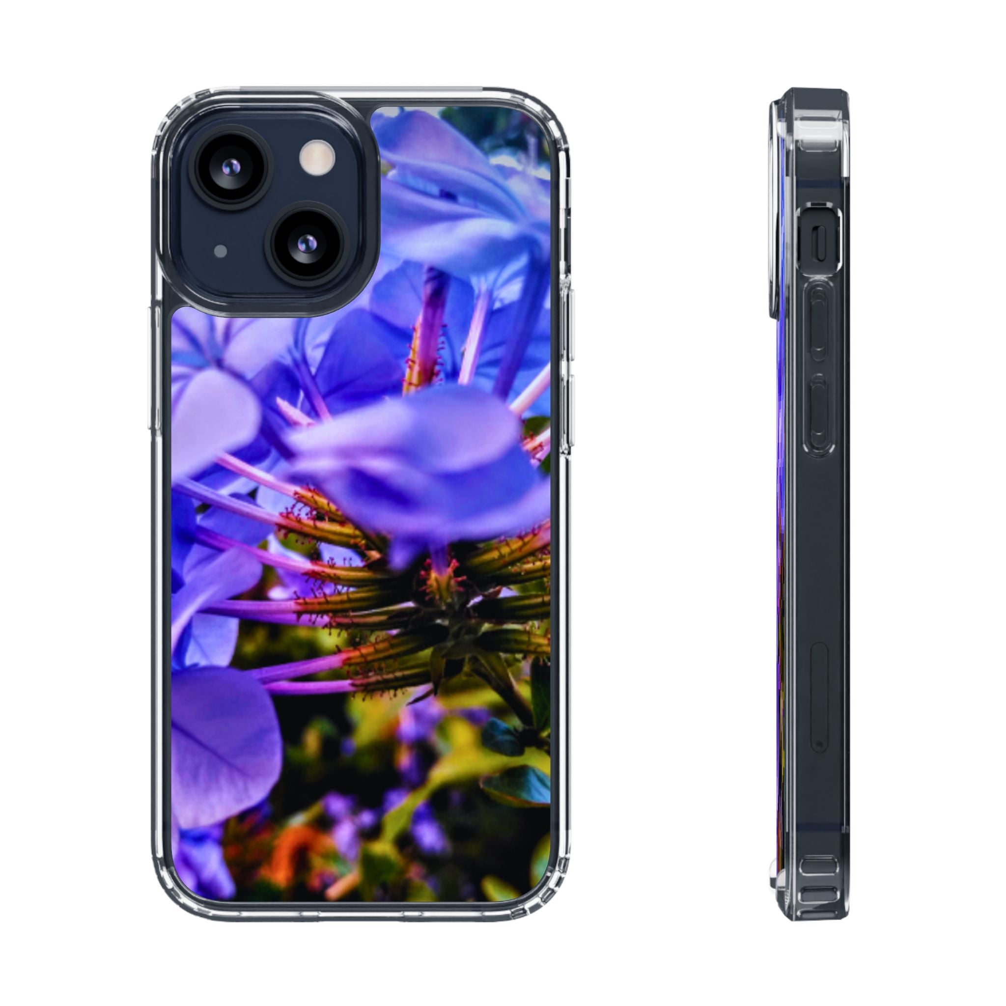 Blue Hydrangea Stem Clear Phone Case