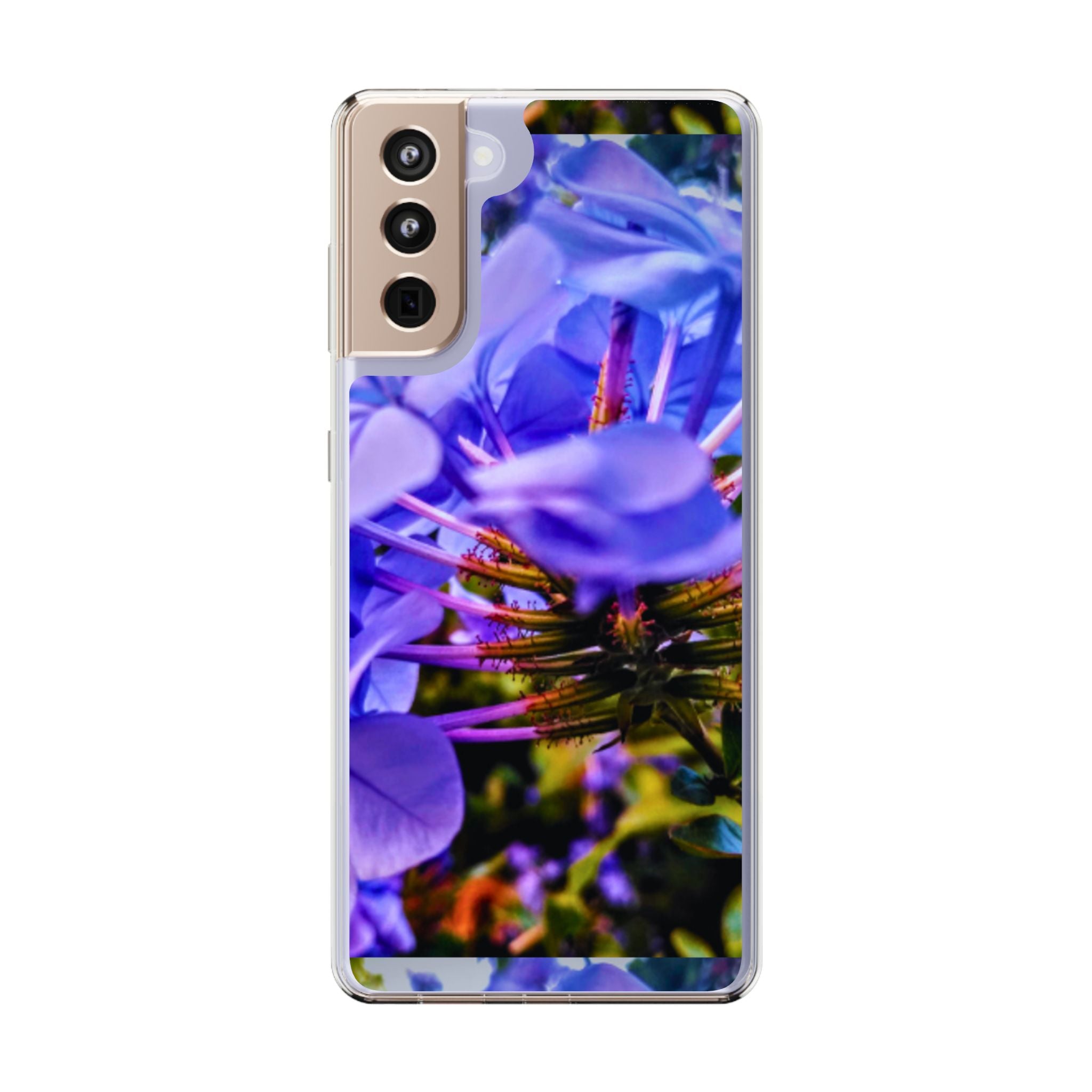Blue Hydrangea Stem Clear Phone Case