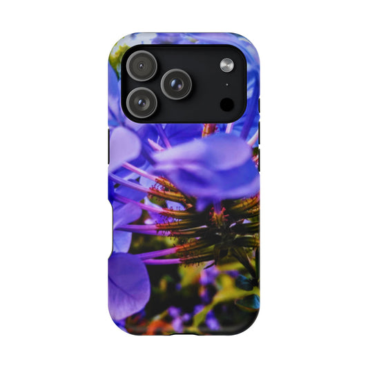 Blue Hydrangea Stem Magnetic Impact-Resistant iPhone 17 Pro Case