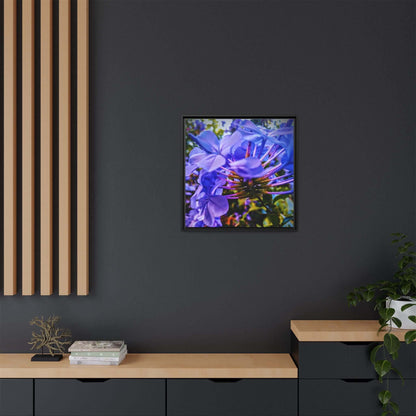 Blue Hydrangea Stem Matte Canvas Wall Art — Vibrant Close-Up Botanical Floral Print