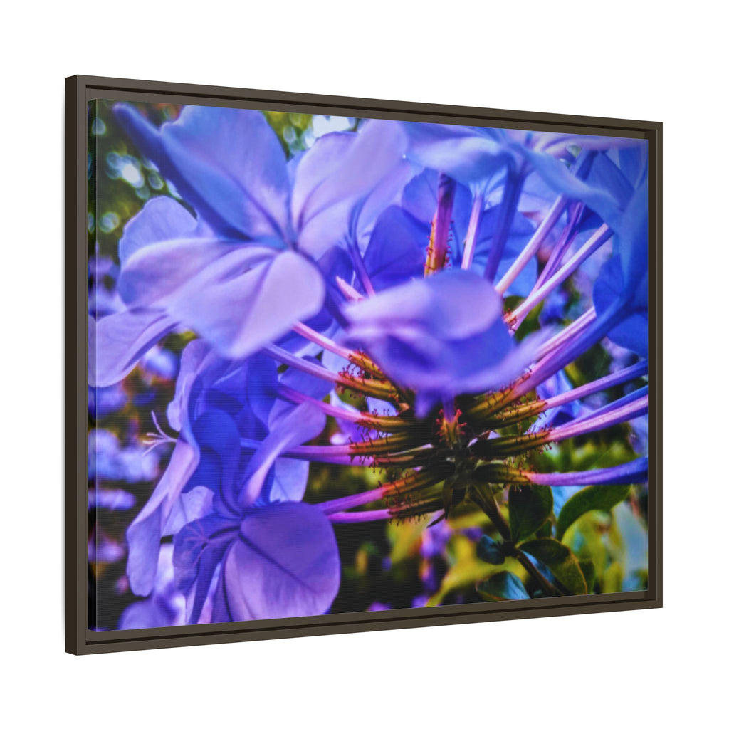 Blue Hydrangea Stem Matte Canvas Wall Art — Vibrant Close-Up Botanical Floral Print