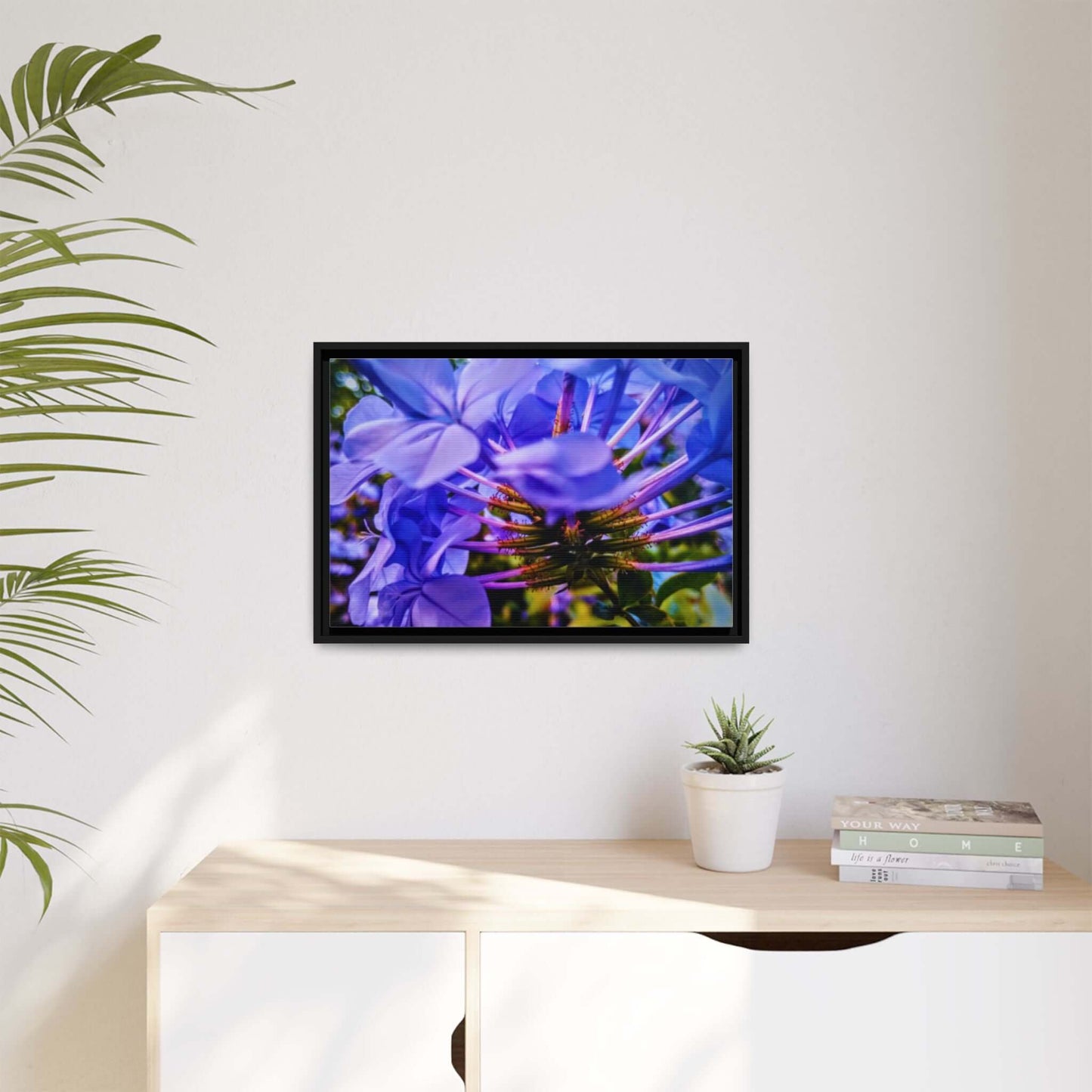 Blue Hydrangea Stem Canvas Wall Art