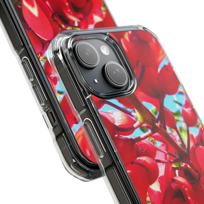 Red Cockspur Tree iPhone 15 Case | MagSafe Clear Magnetic Impact Cover