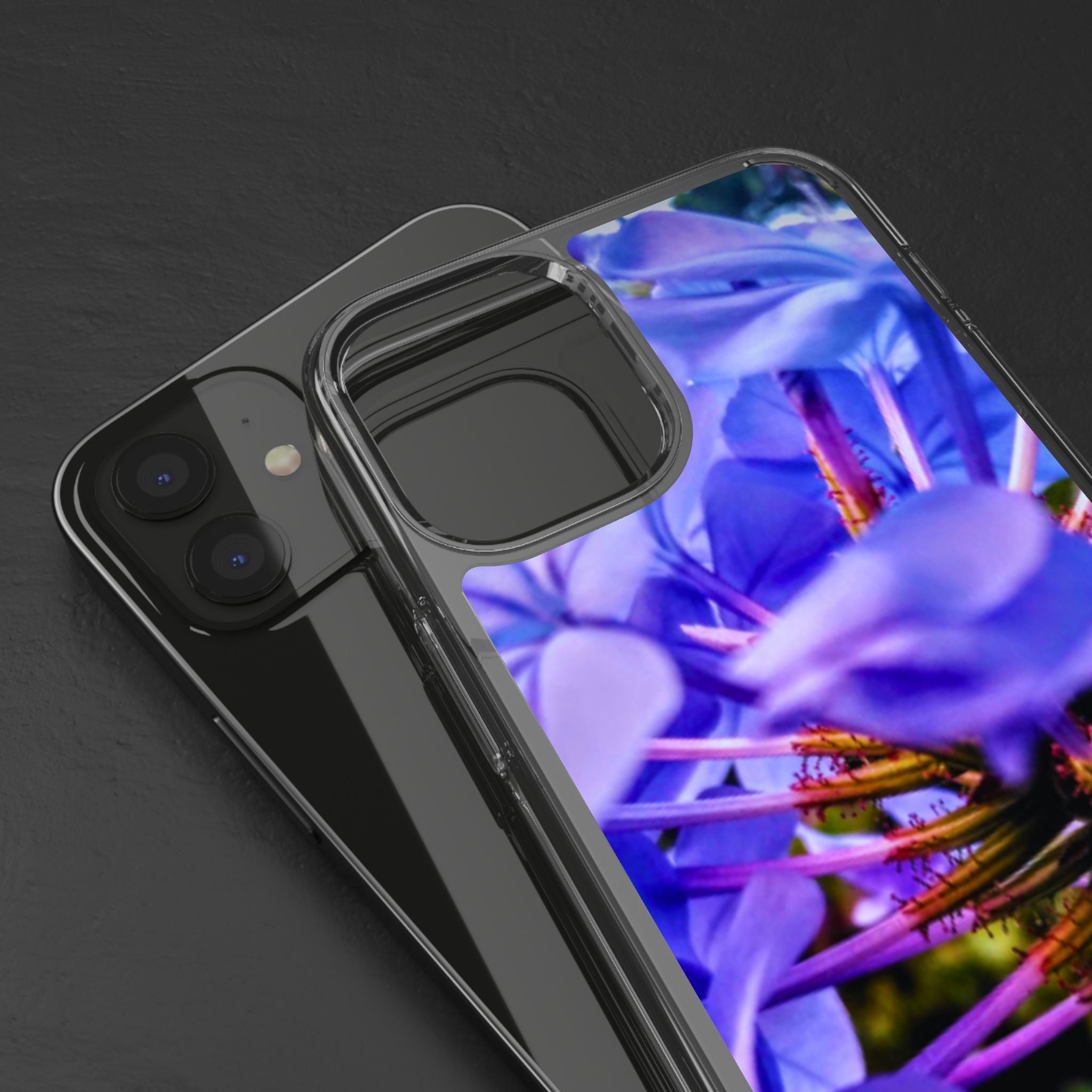 Blue Hydrangea Stem Clear Phone Case