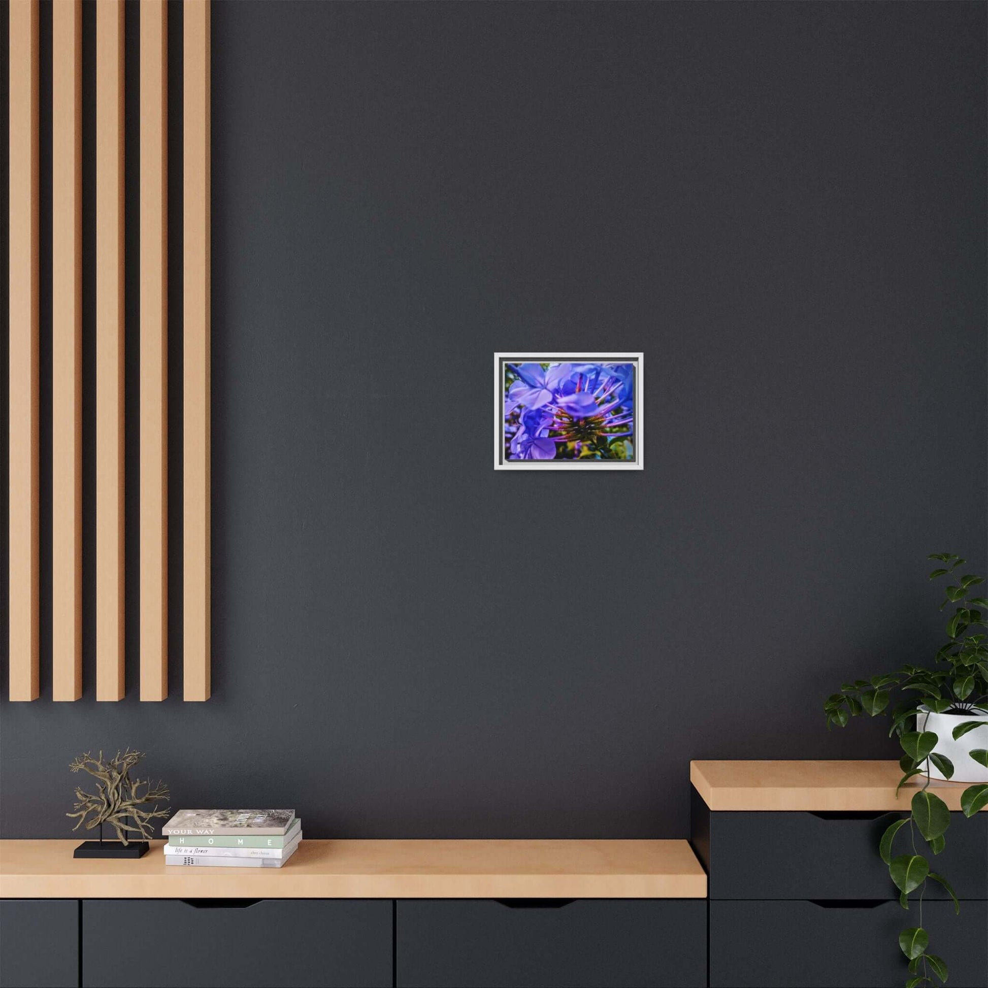 Blue Hydrangea Stem Matte Canvas Wall Art — Vibrant Close-Up Botanical Floral Print