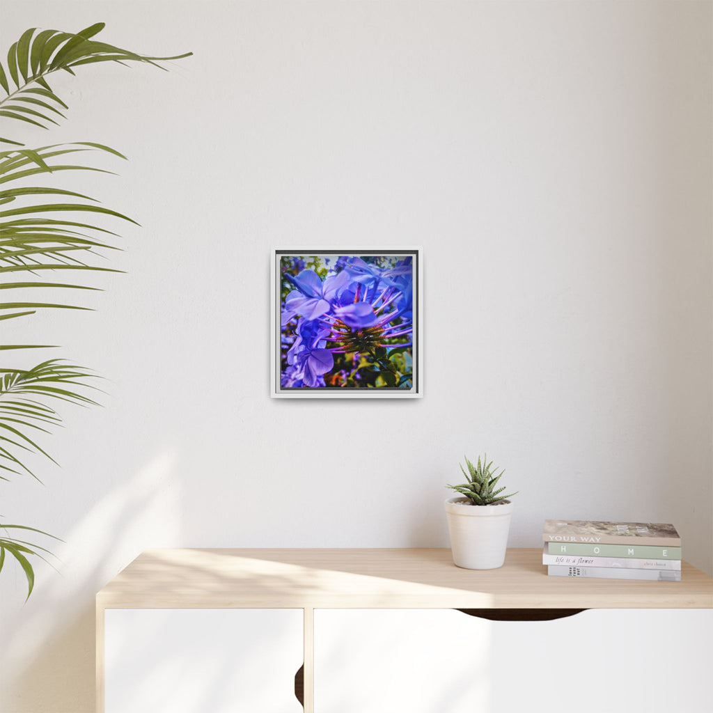 Blue Hydrangea Stem Matte Canvas Wall Art — Vibrant Close-Up Botanical Floral Print