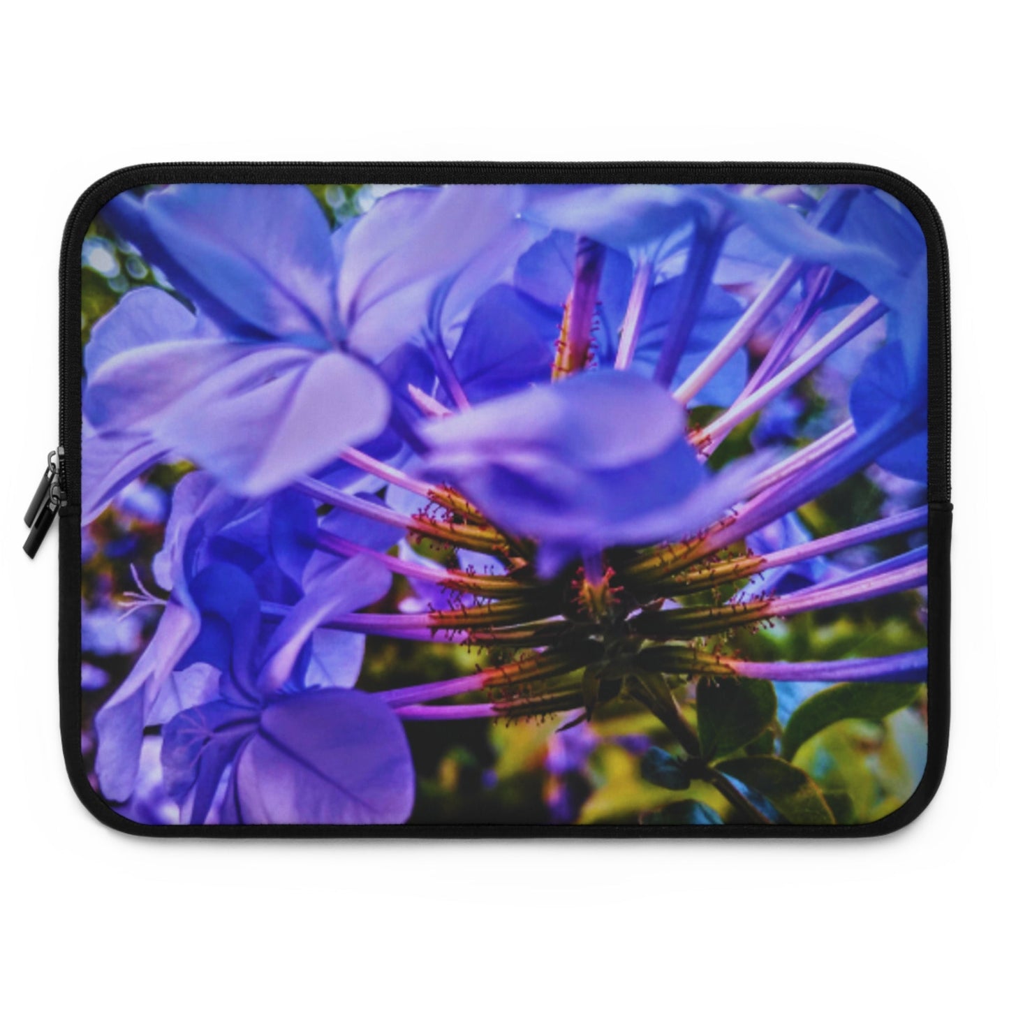 Blue Hydrangea Stem Laptop Sleeve — Vibrant Close-Up Floral Protective Case