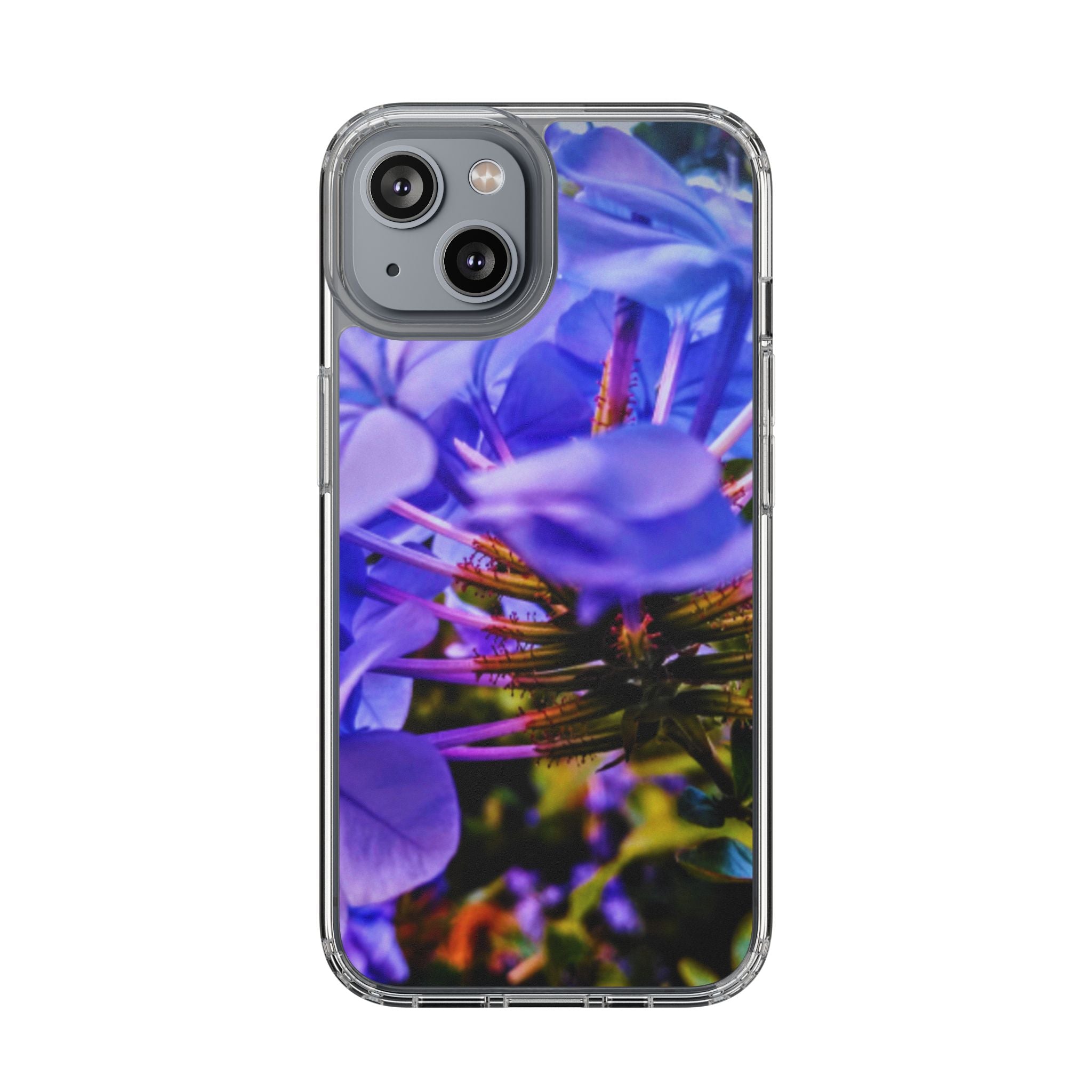Blue Hydrangea Stem Clear Phone Case
