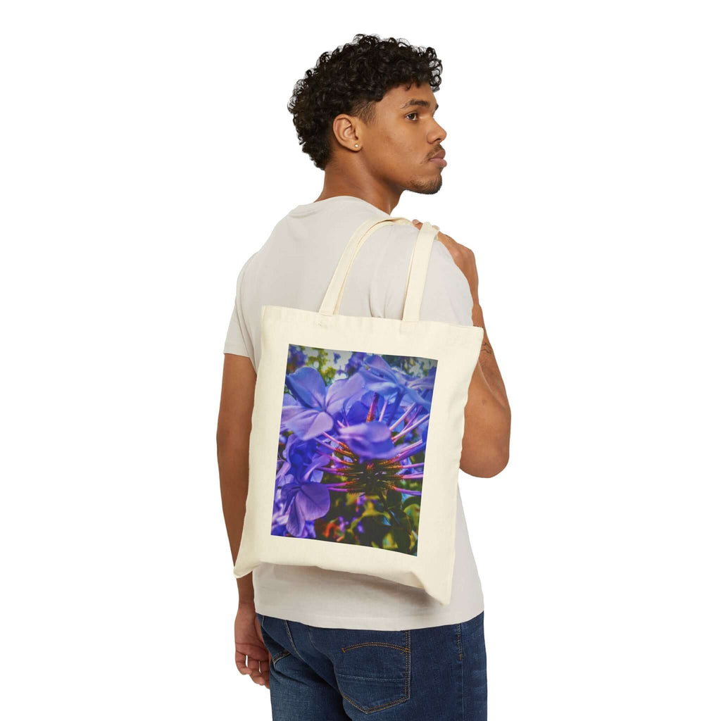 Blue Hydrangea Stem Cotton Canvas Tote Bag