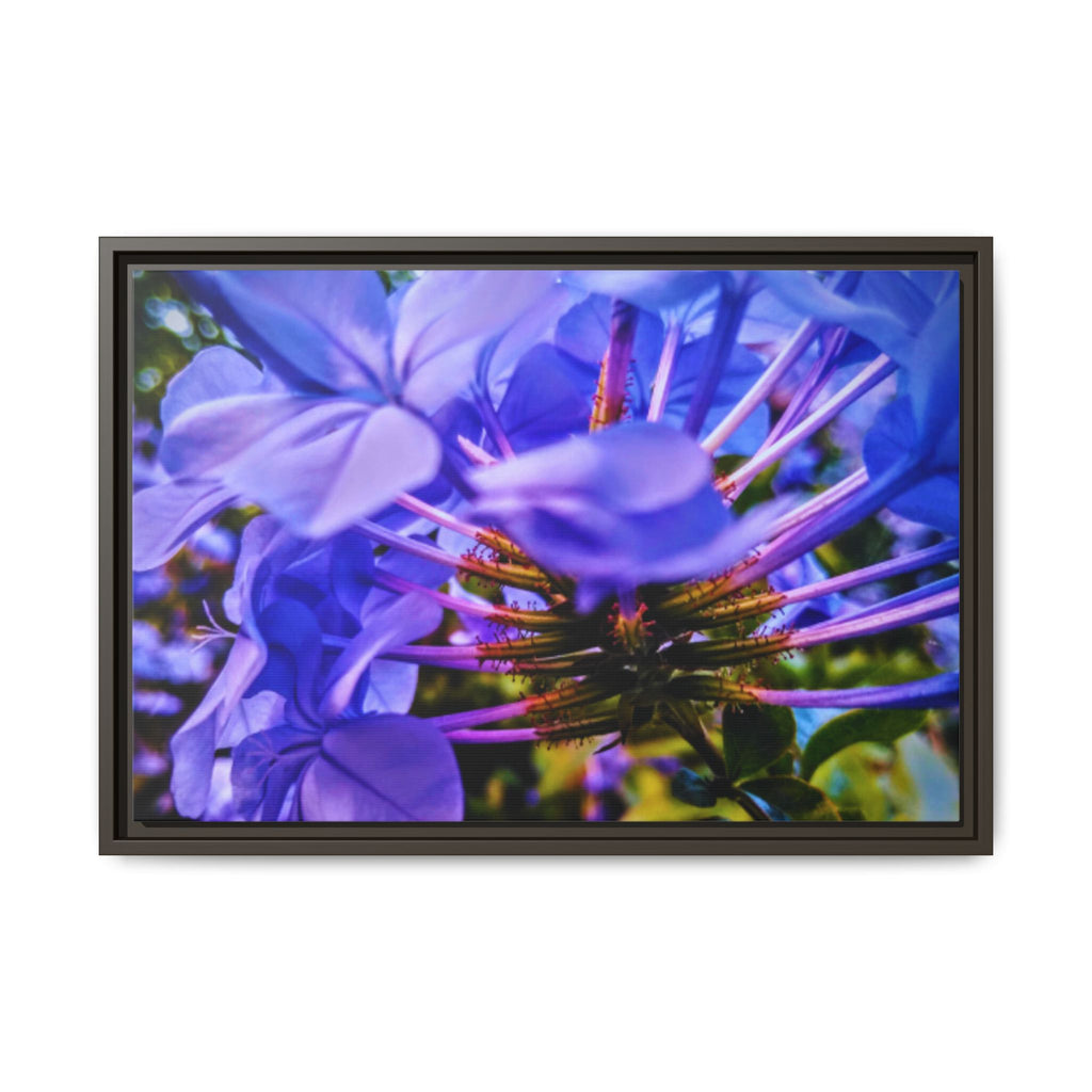 Blue Hydrangea Stem Matte Canvas Wall Art — Vibrant Close-Up Botanical Floral Print