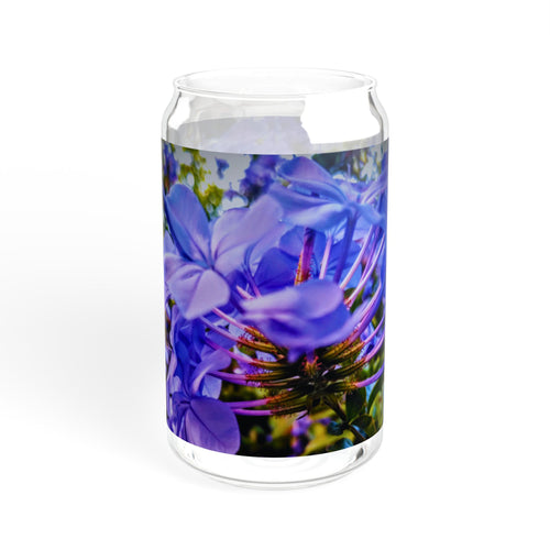 Blue Hydrangea Stem  Sipper Glass — 16oz Portable Tumbler with Straw