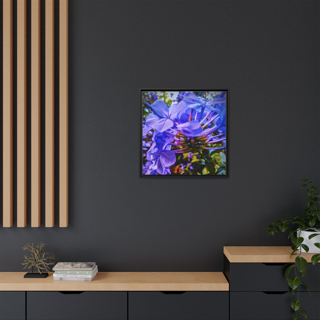 Blue Hydrangea Stem Matte Canvas Wall Art — Vibrant Close-Up Botanical Floral Print