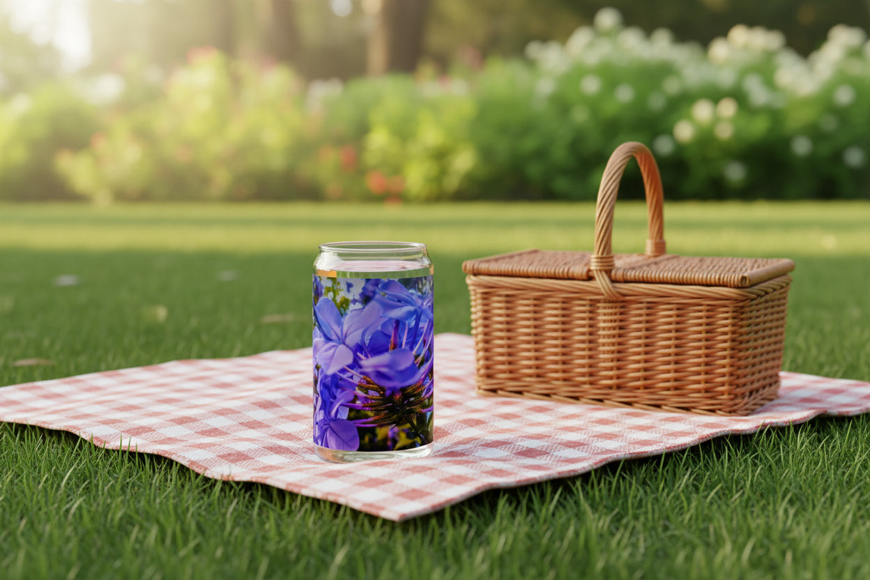 Blue Hydrangea Stem Sipper Glass 16oz 